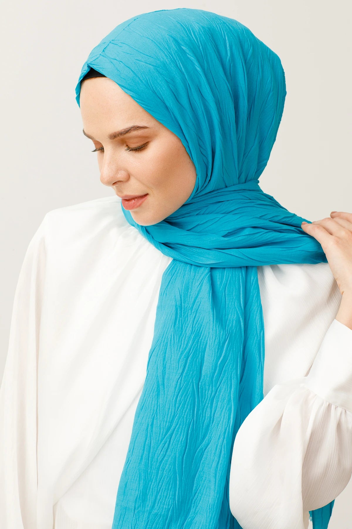 Pleated Bamboo Shawl - Turquoise