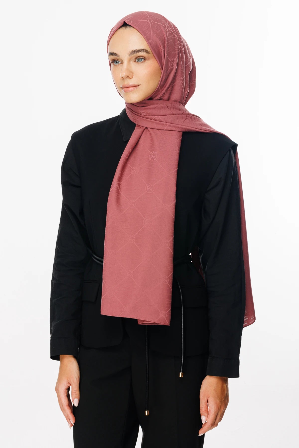Moon Is Desen Jacquard Shawl - Dried Rose