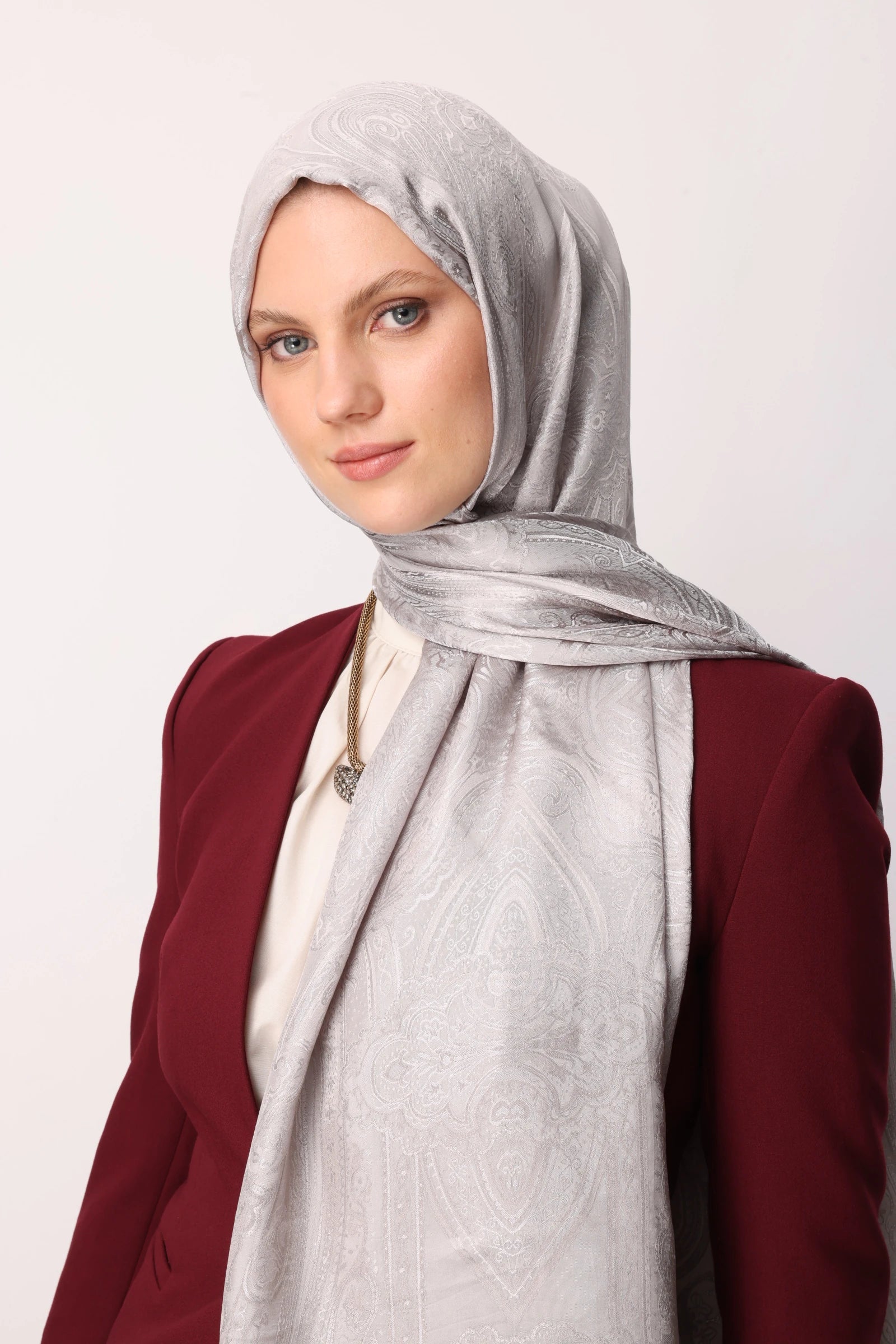 Moren Pattern Shine Line Scarf - Mink-Stone Color