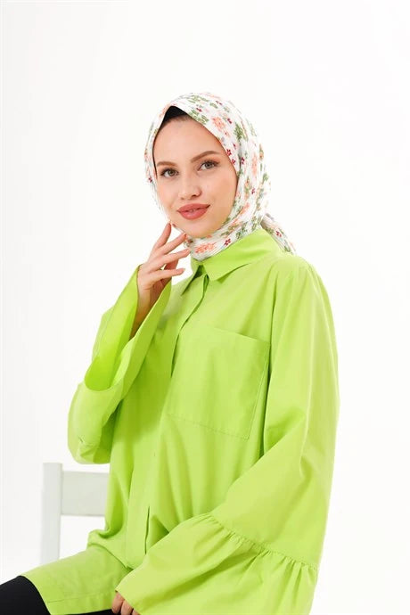 Hanging Pattern Pleated Scarf - Pistachio Green