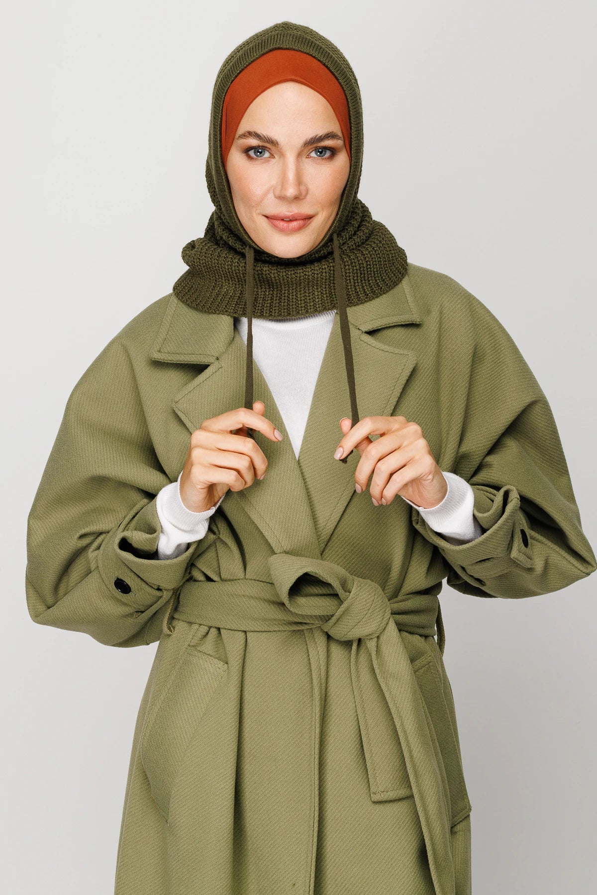 Balaclava Knit Headband - Military Green