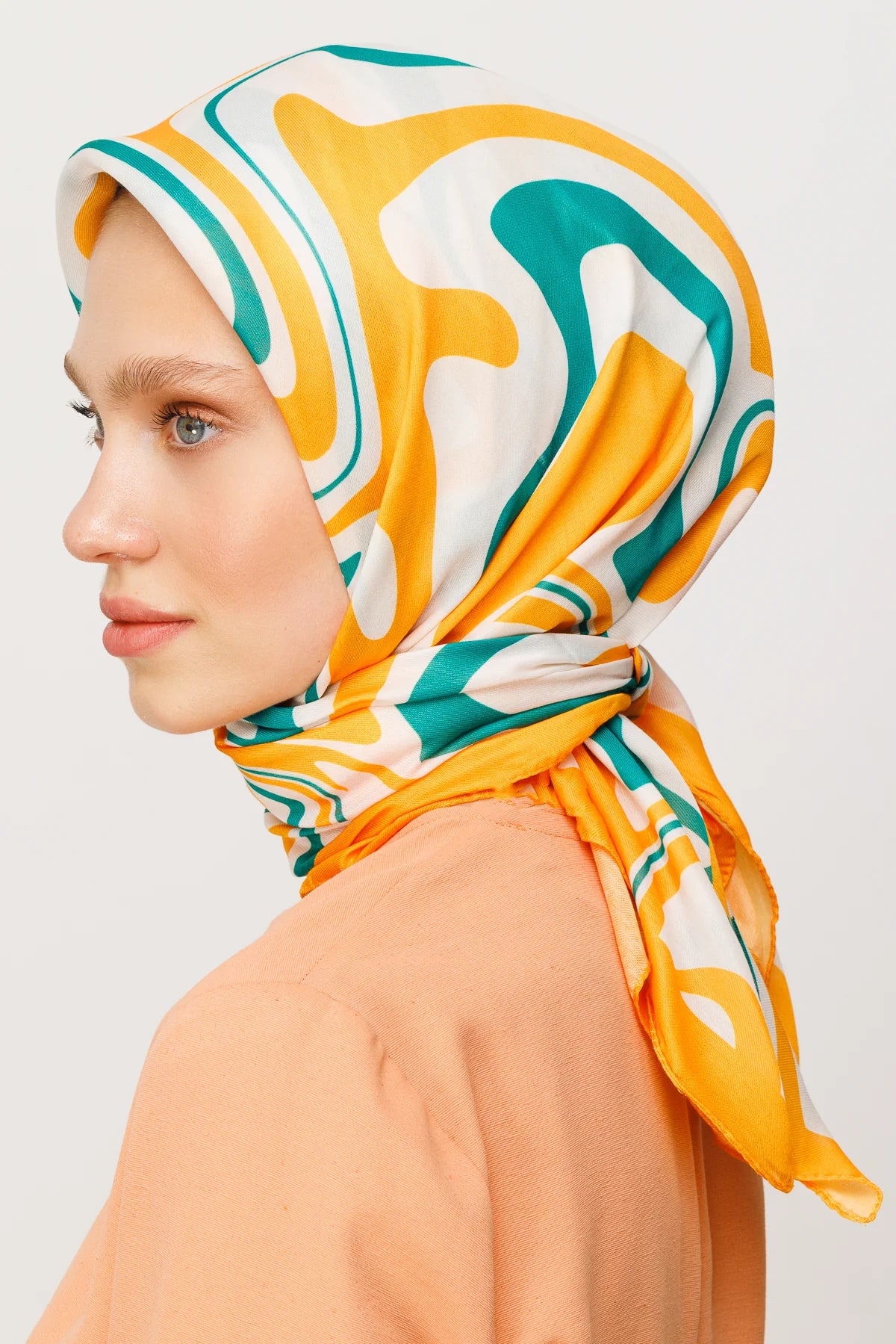 Mira Pattern Digital Soft Scarf - Apricot