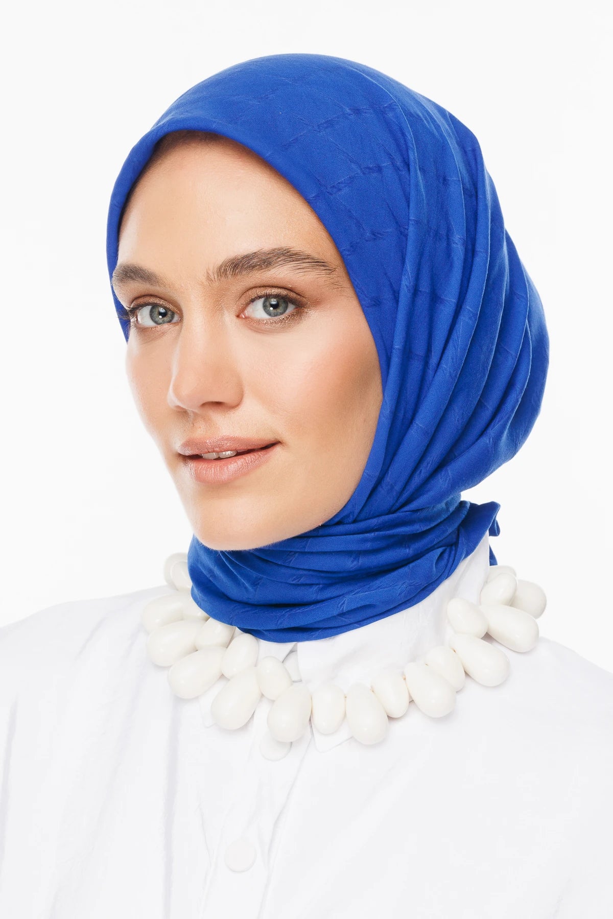 Bamboo Jacquard Scarf - Saks Blue
