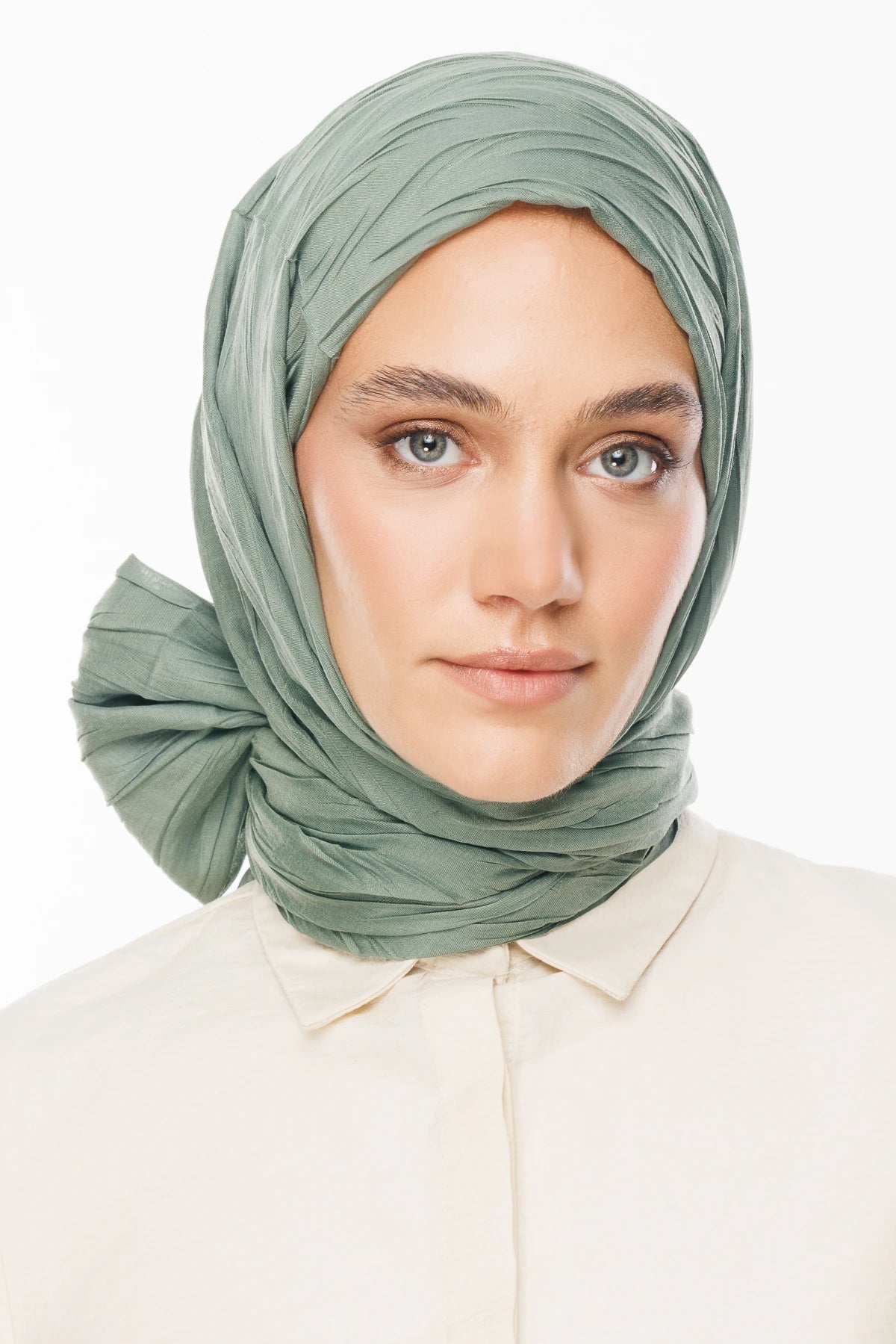 Pleated Bamboo Shawl - Mold Green