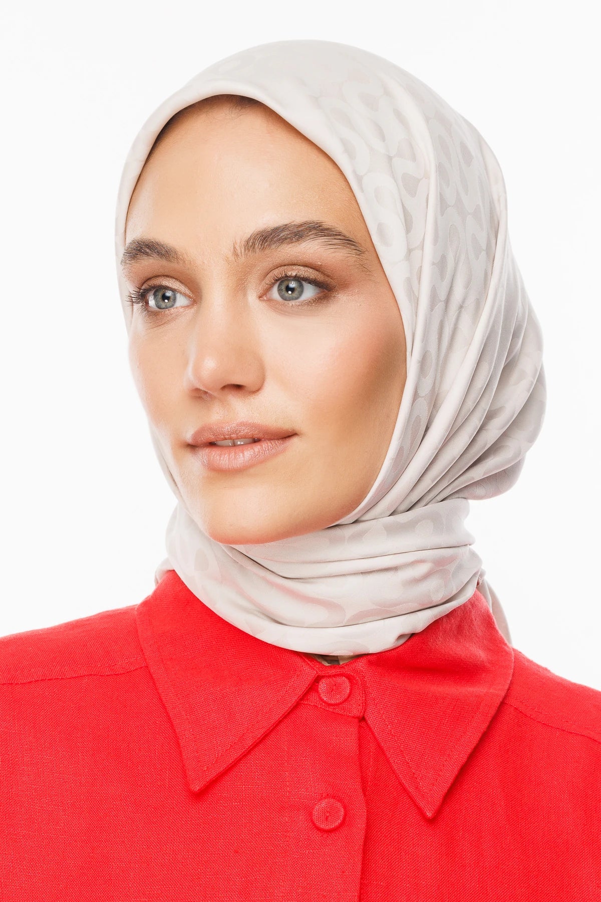 Moon Pattern Silky Jacquard Scarf - Stone Color