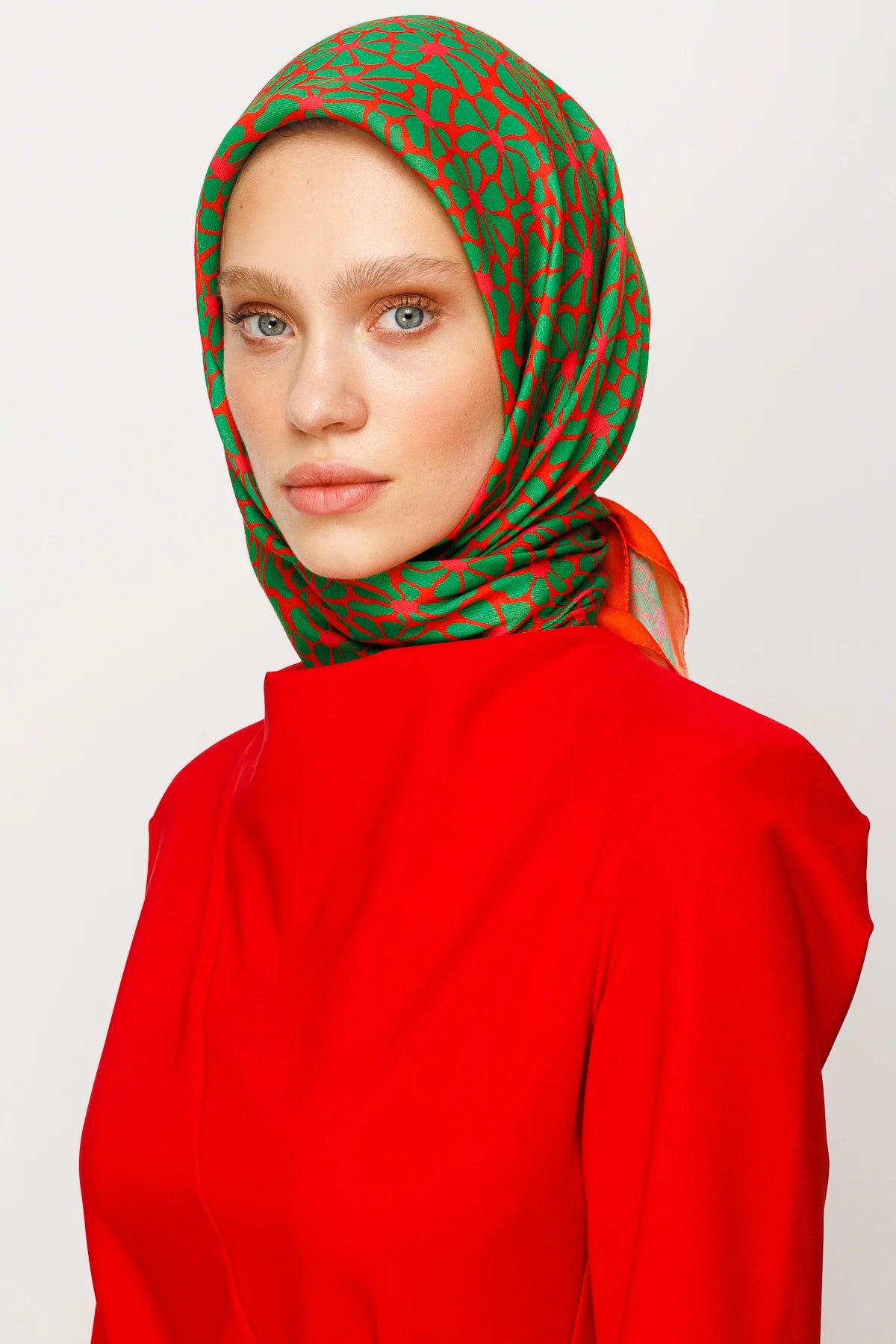 Clover Pattern Digital Soft Scarf - Orange