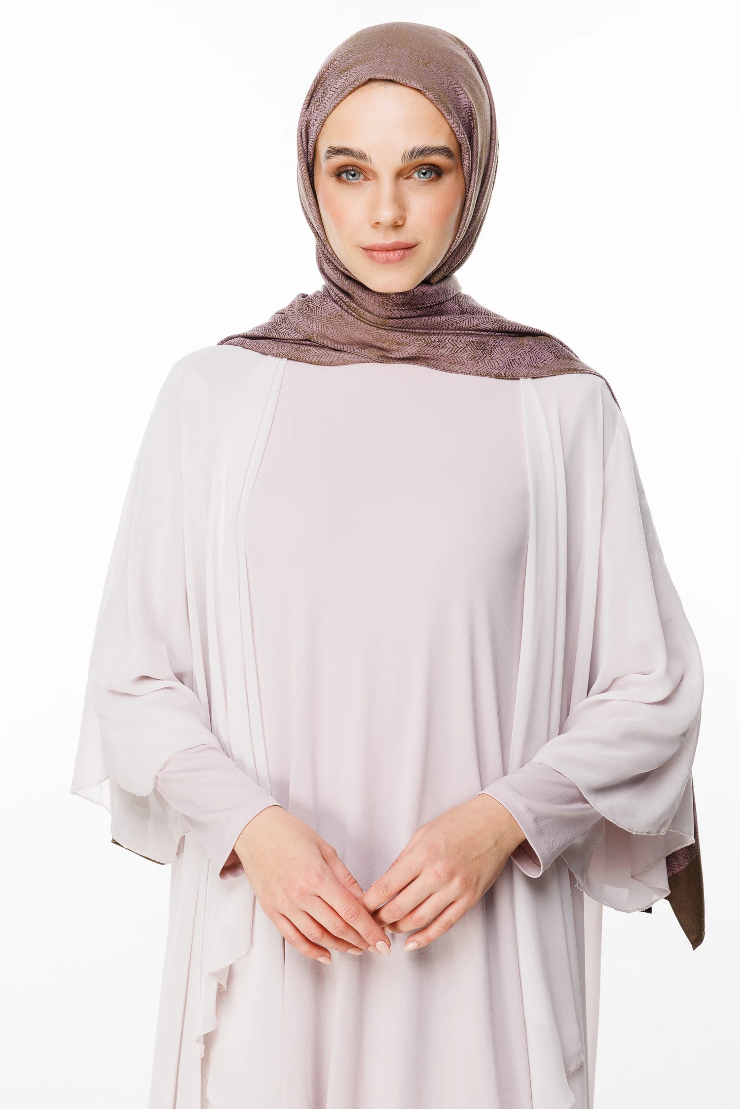 Sahara Pattern Double-Sided Shawl - Dark Khaki - Dark Rose