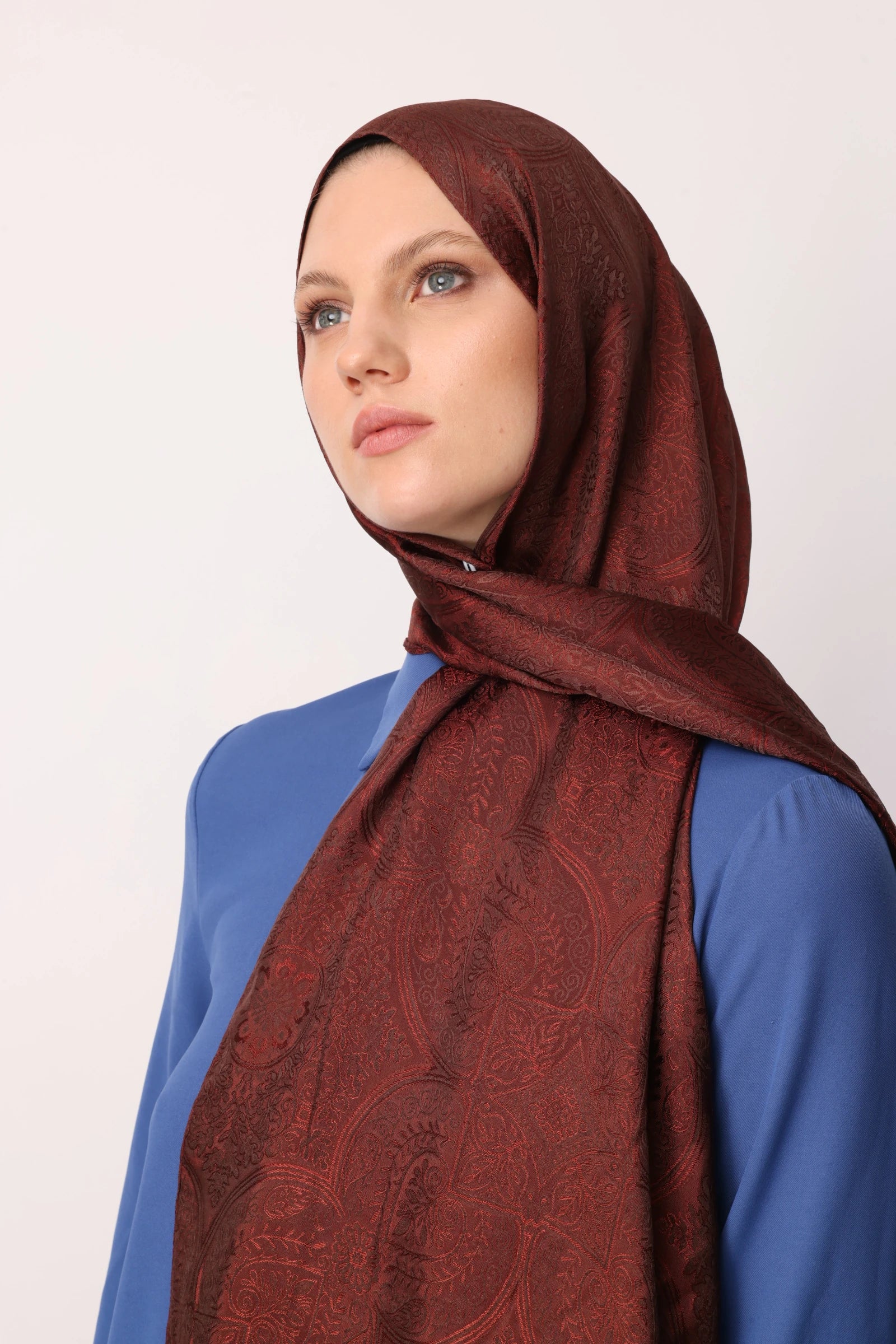 Vera Pattern Shine Line Scarf - Bitter Coffee - Coffee