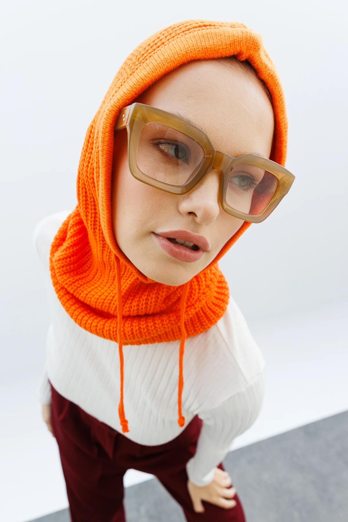 Balaclava Knit Headband - Orange