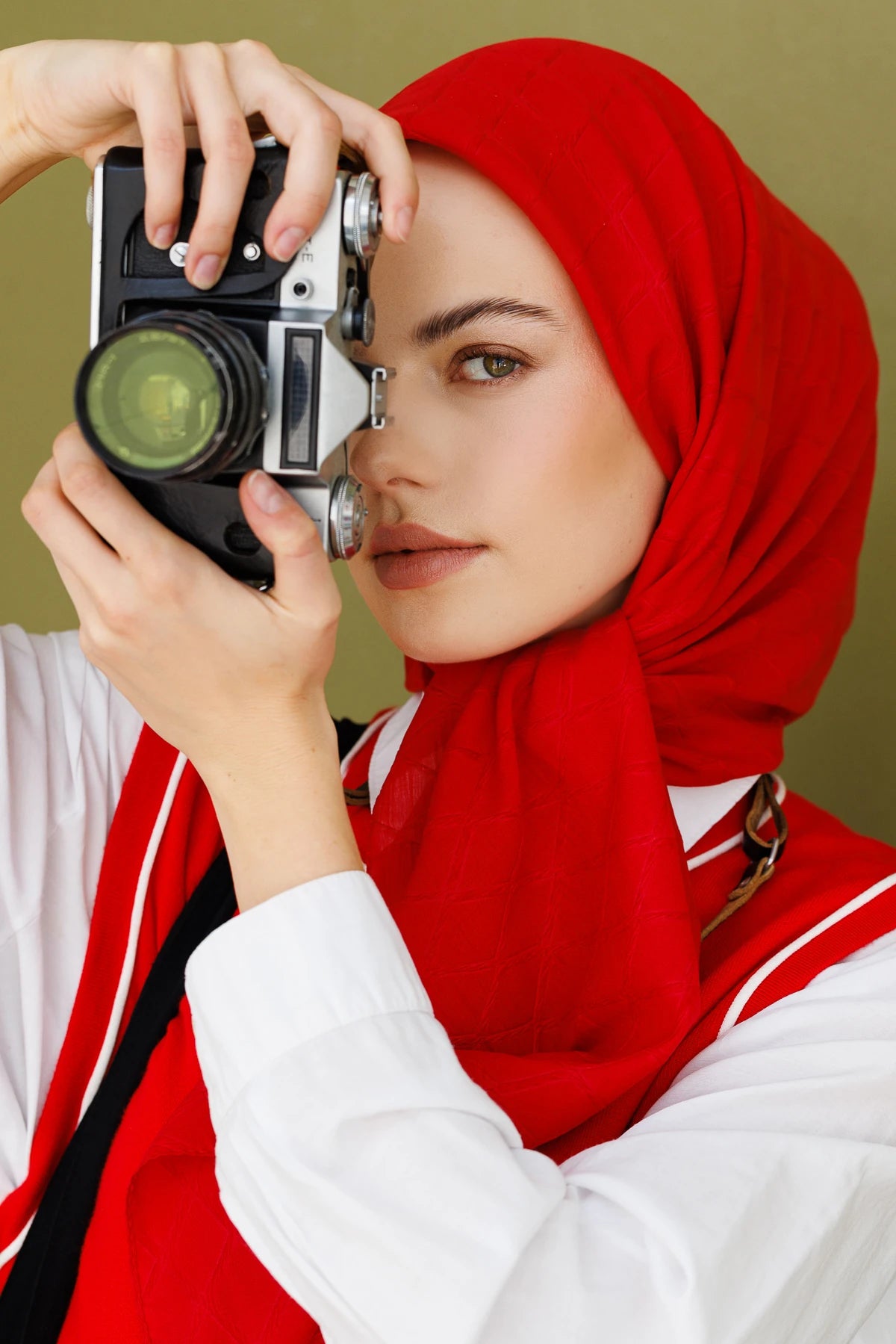 Bamboo Jacquard Scarf - Red