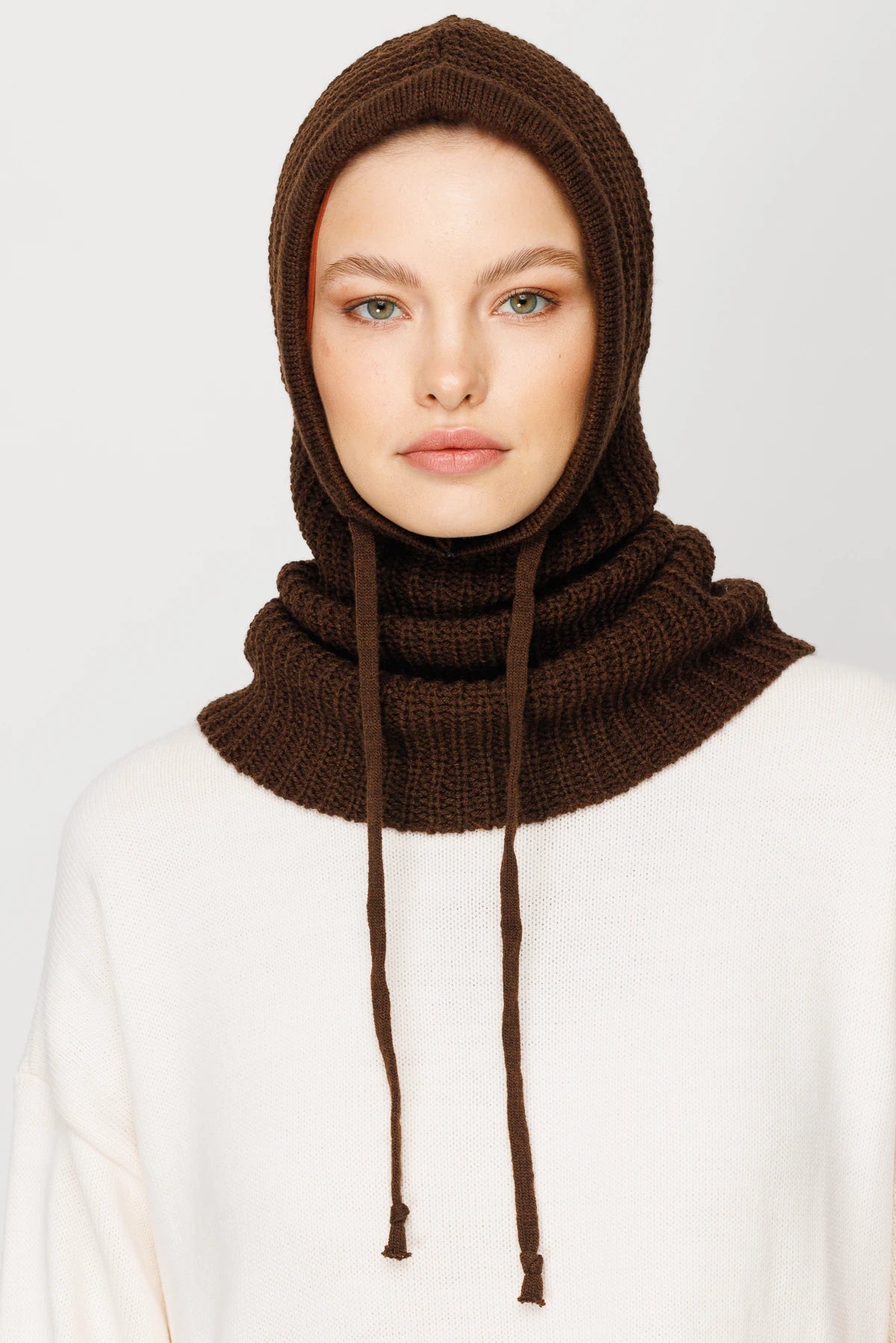 Balaclava Knit Headband - Bitter Coffee