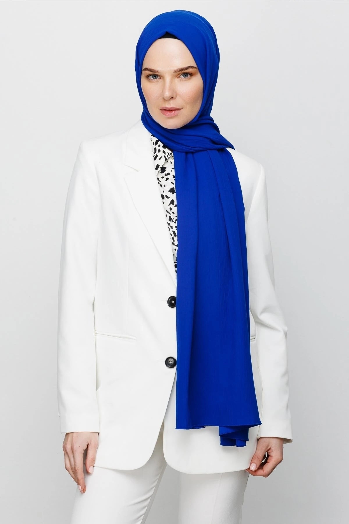 Crinkle Medina Silk Shawl - Saks Blue