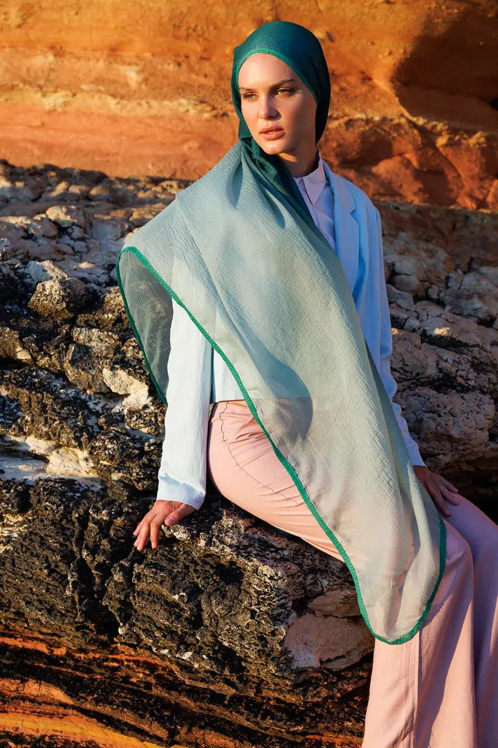 Gradient Muslin Shawl - Emerald