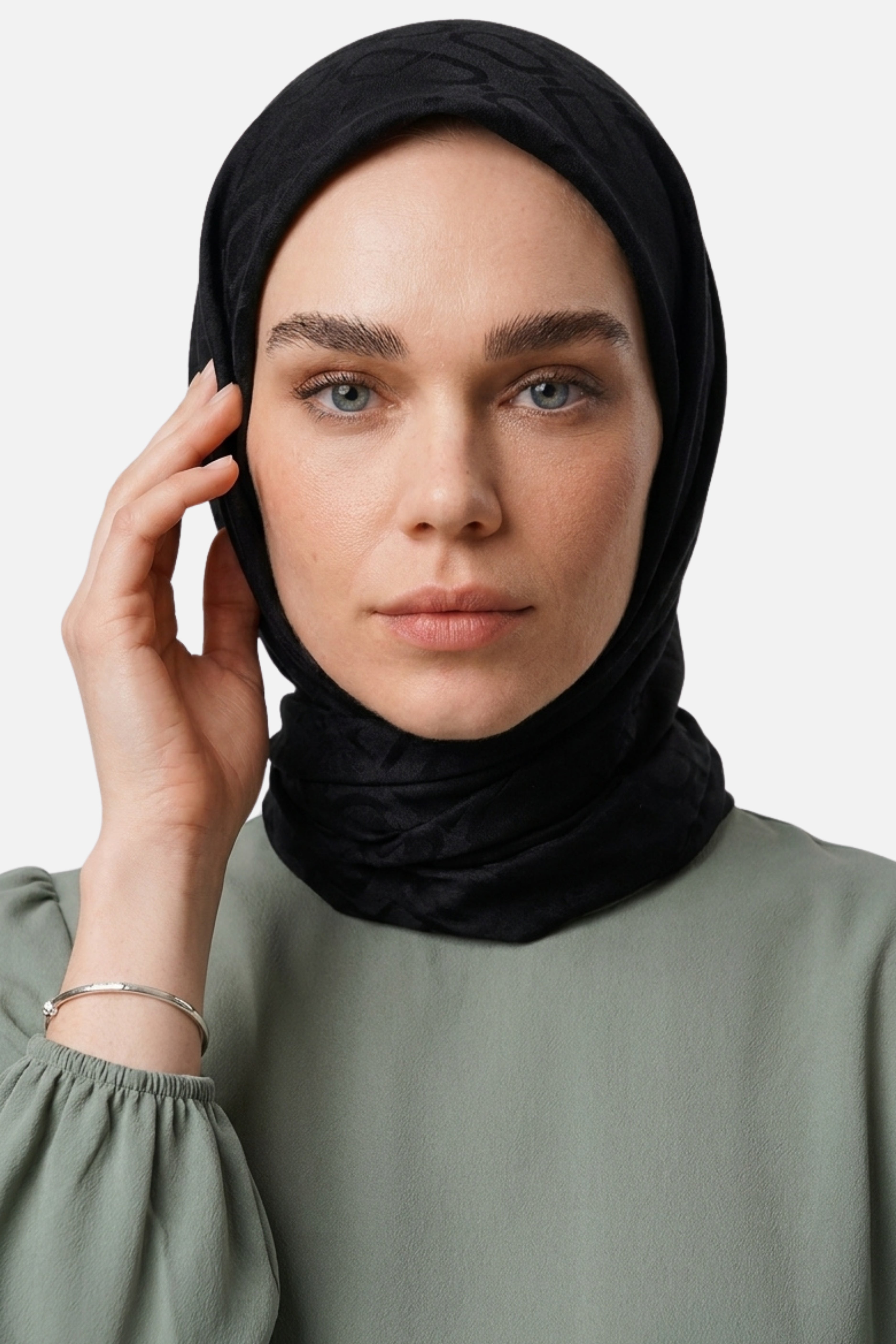 Chain Pattern Ayrobin Jacquard Scarf - Black