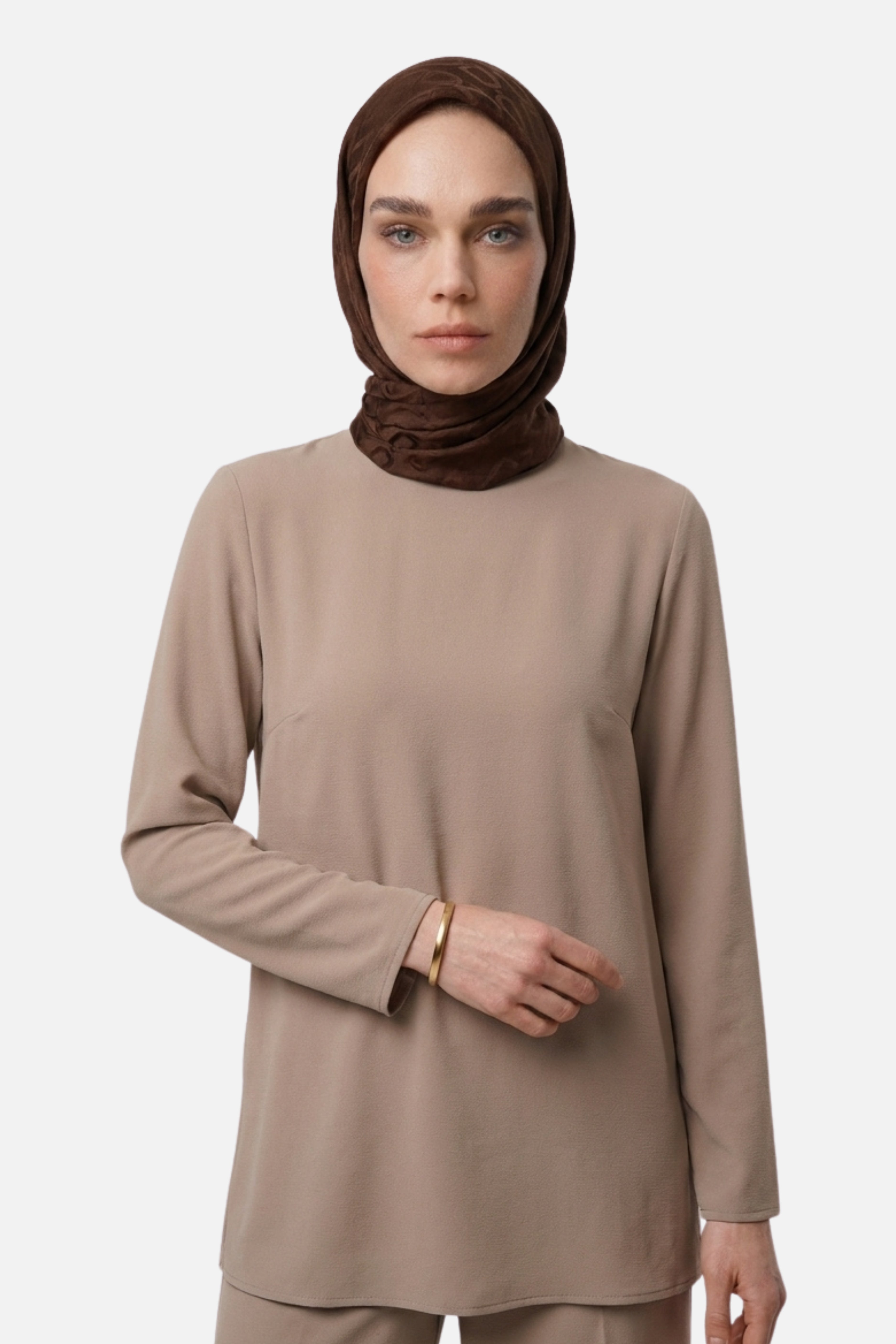 Chain Pattern Ayrobin Jacquard Scarf - Bitter Coffee