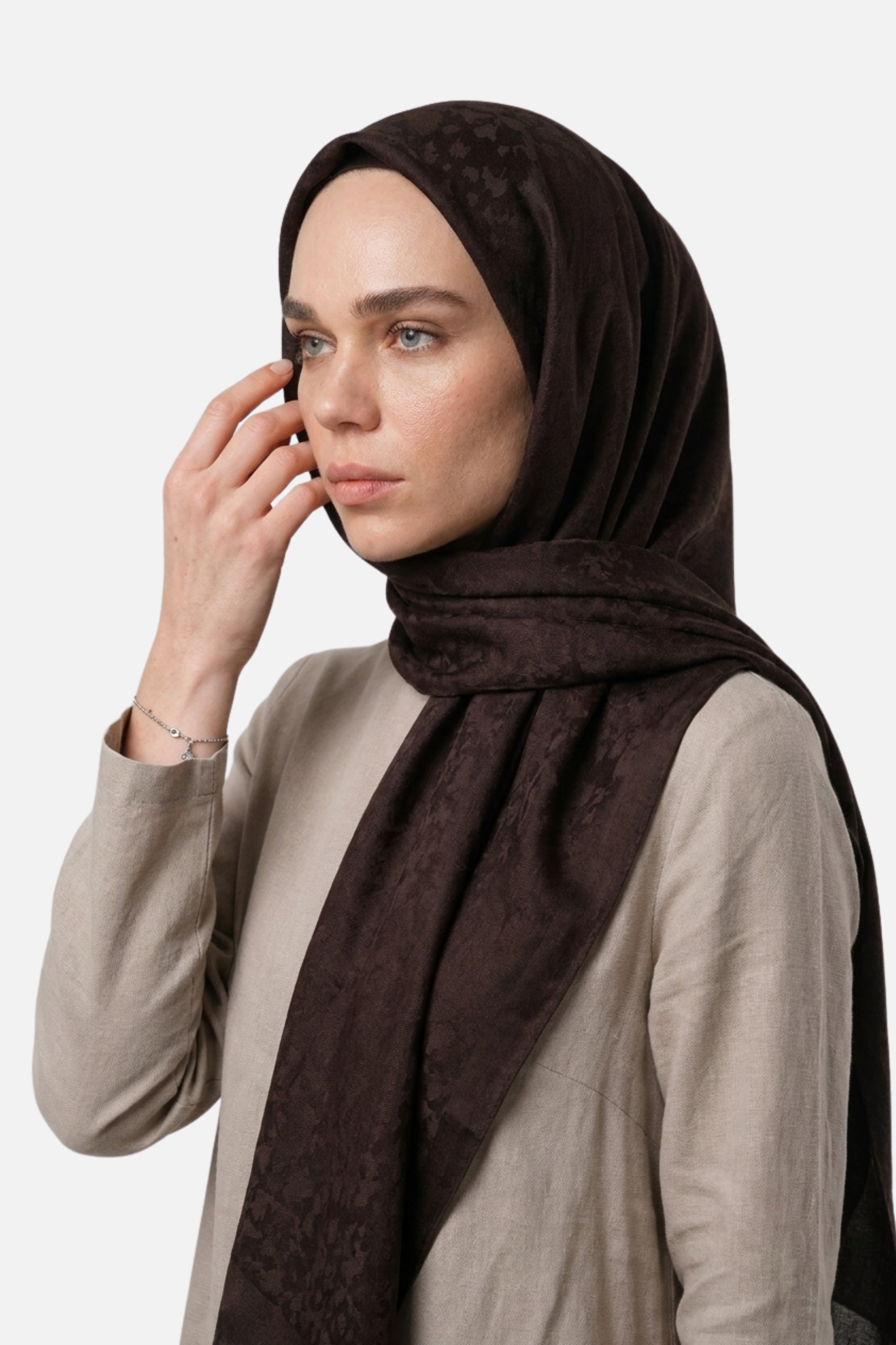 Pulse Pattern Airubin Jacquard Scarf - Bitter