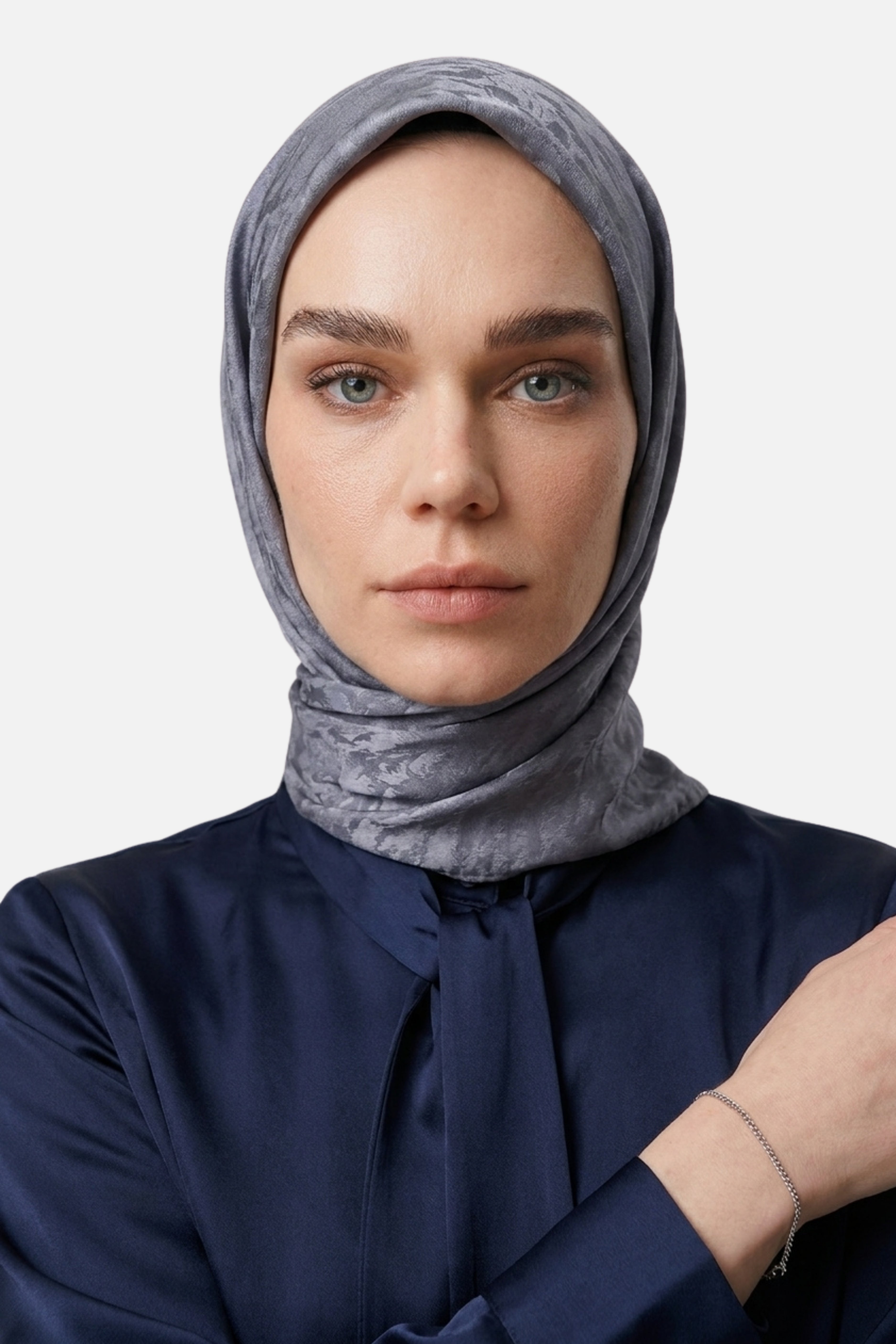 Pulse Pattern Airubin Jacquard Scarf - Silver