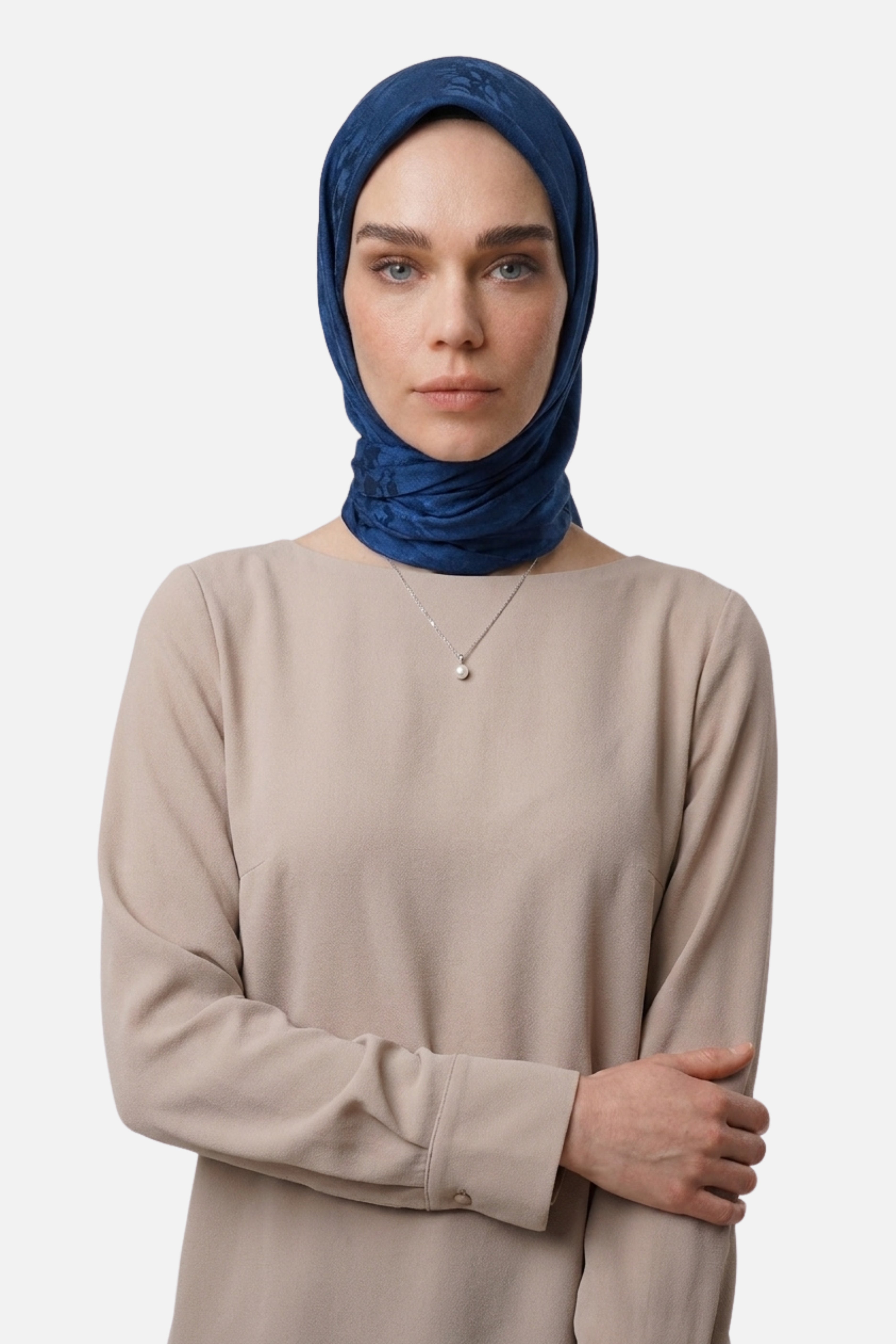 Pulse Pattern Airubin Jacquard Scarf - Indigo
