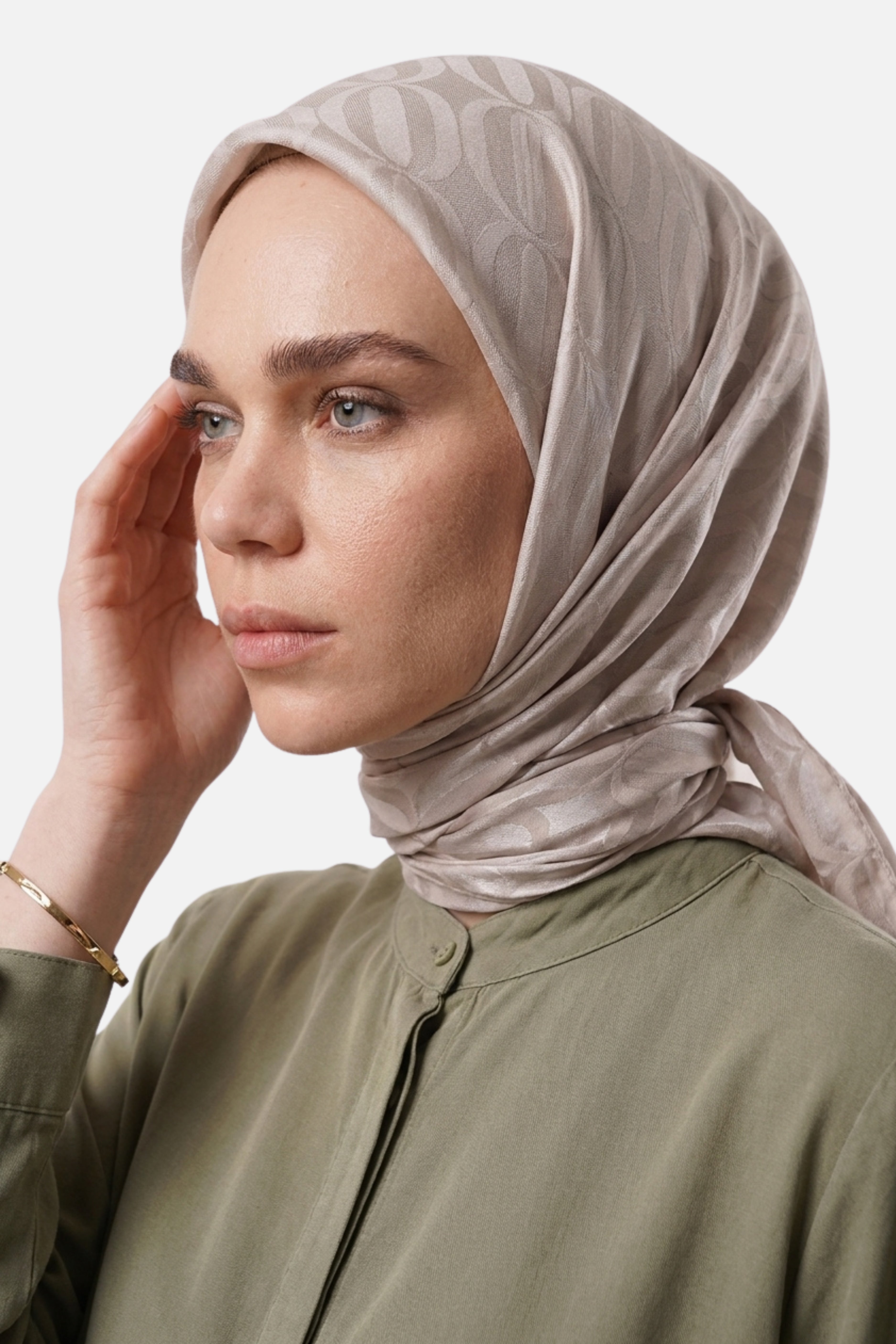 Dune Pattern Ayrobin Jacquard Scarf - Cream