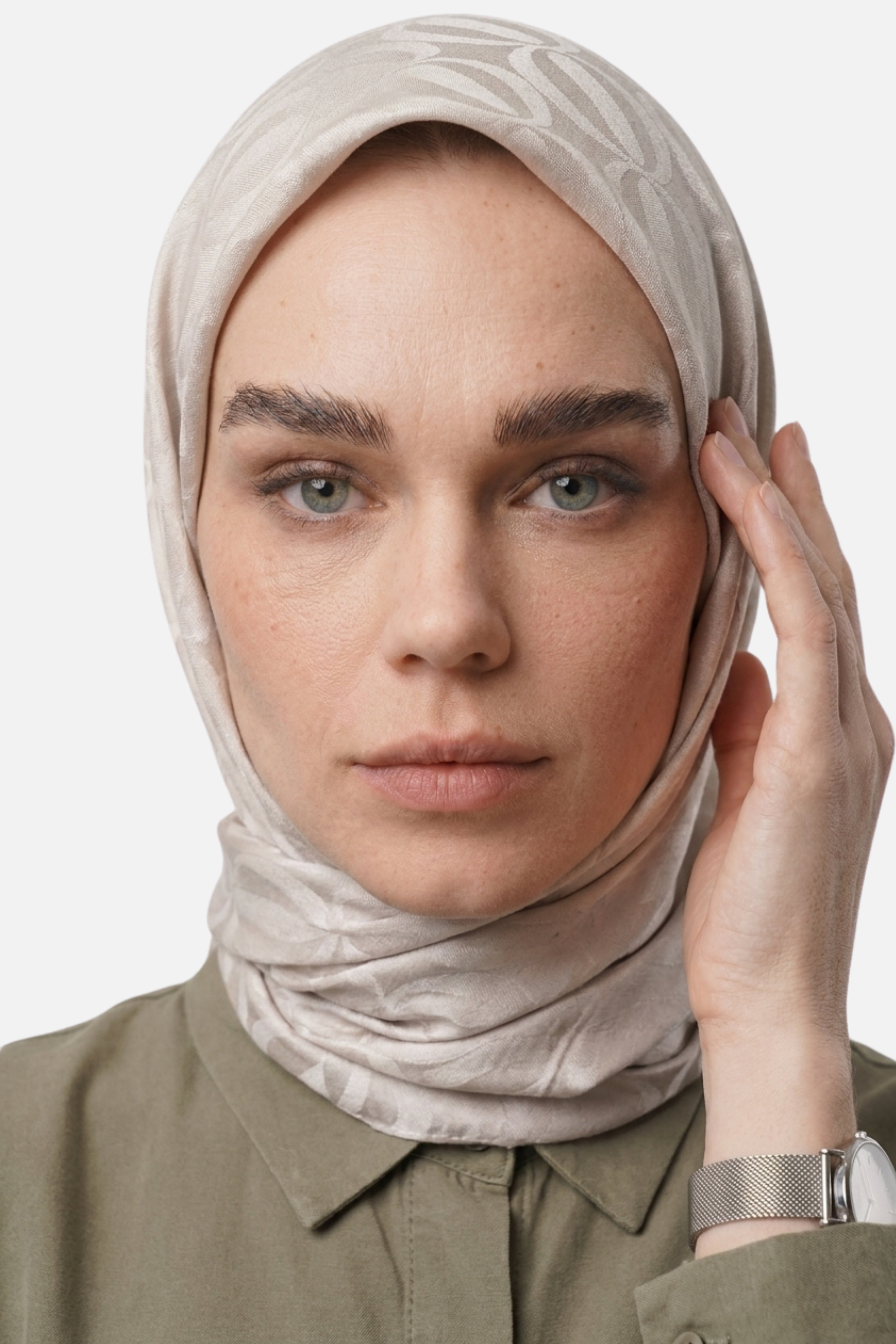 Dune Pattern Ayrobin Jacquard Scarf - Stone Color