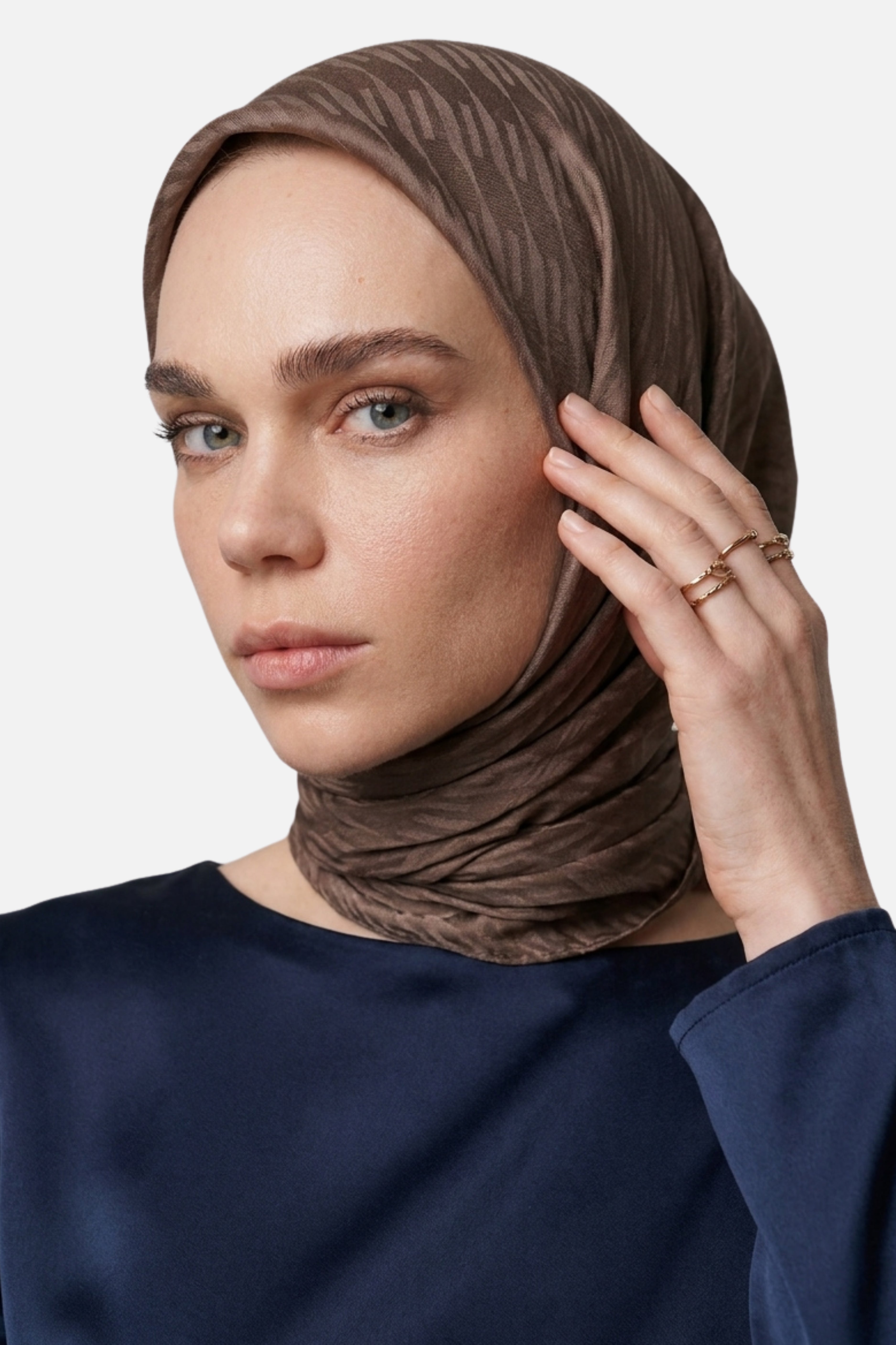 Grove Pattern Ayrobin Jacquard Scarf - Brown
