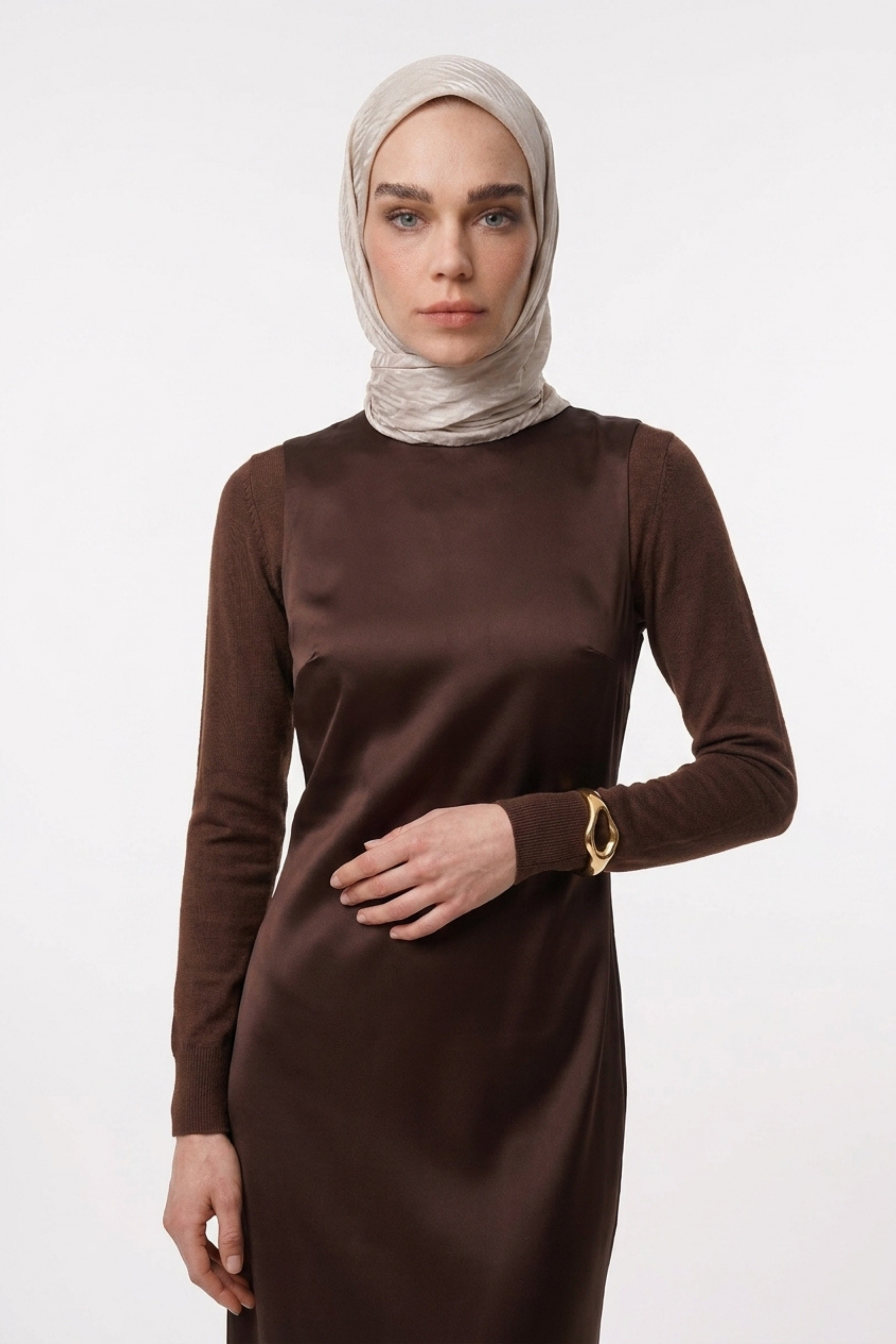 Grove Pattern Ayrobin Jacquard Scarf - Stone Color
