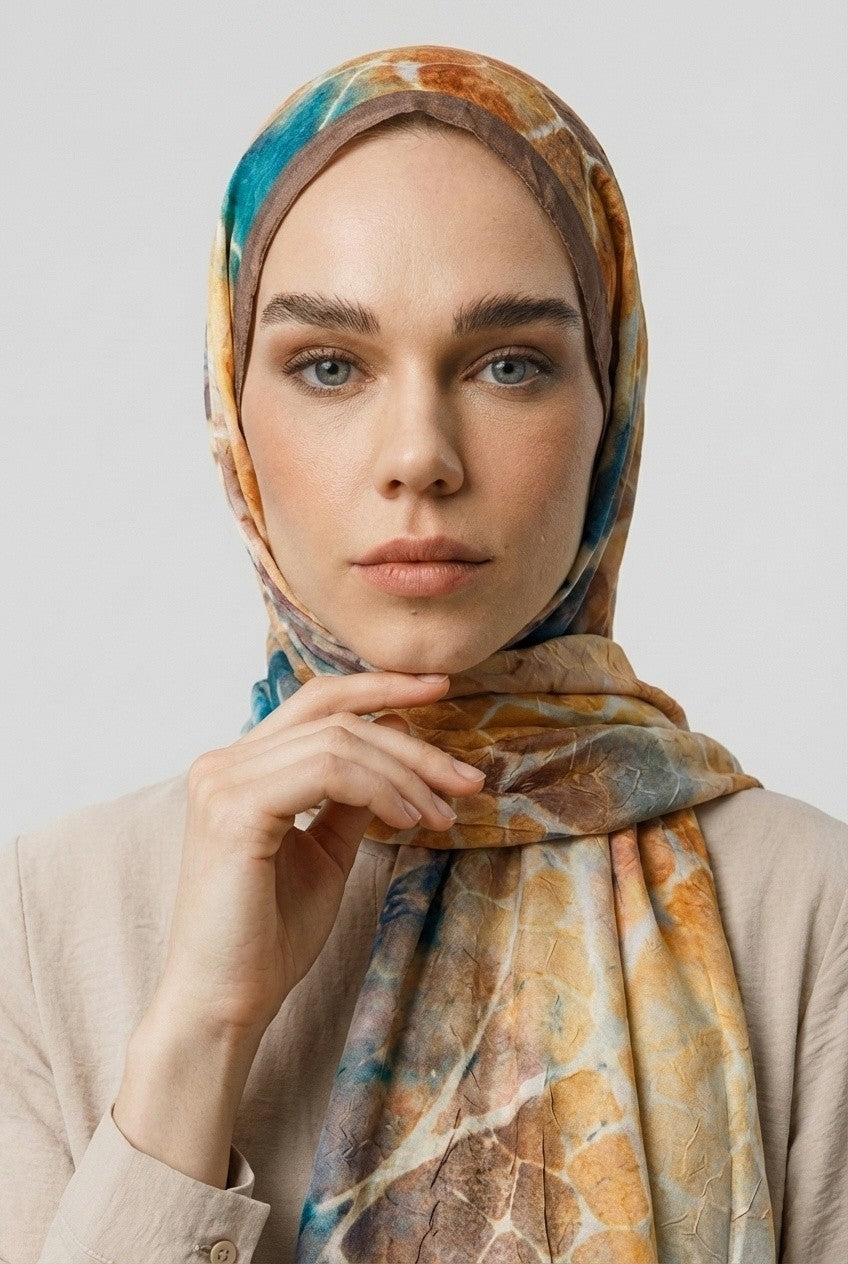 Zen Pattern Neo Crash Shawl - Beige