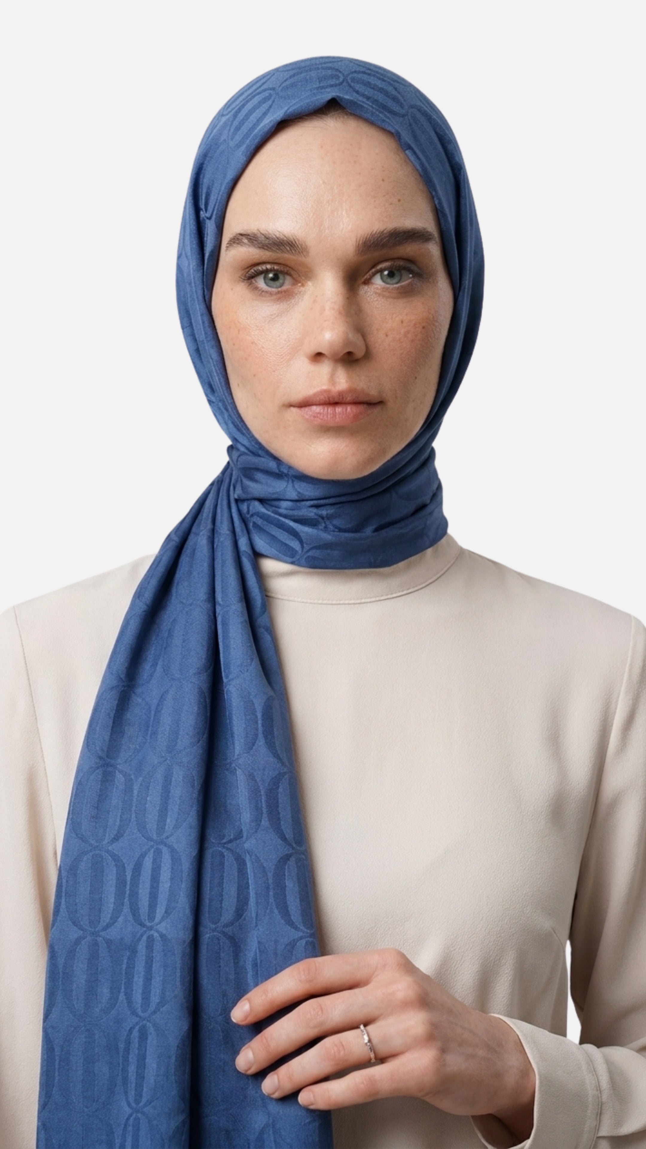 Dune Pattern Ayrobin Jacquard Shawl - Indigo