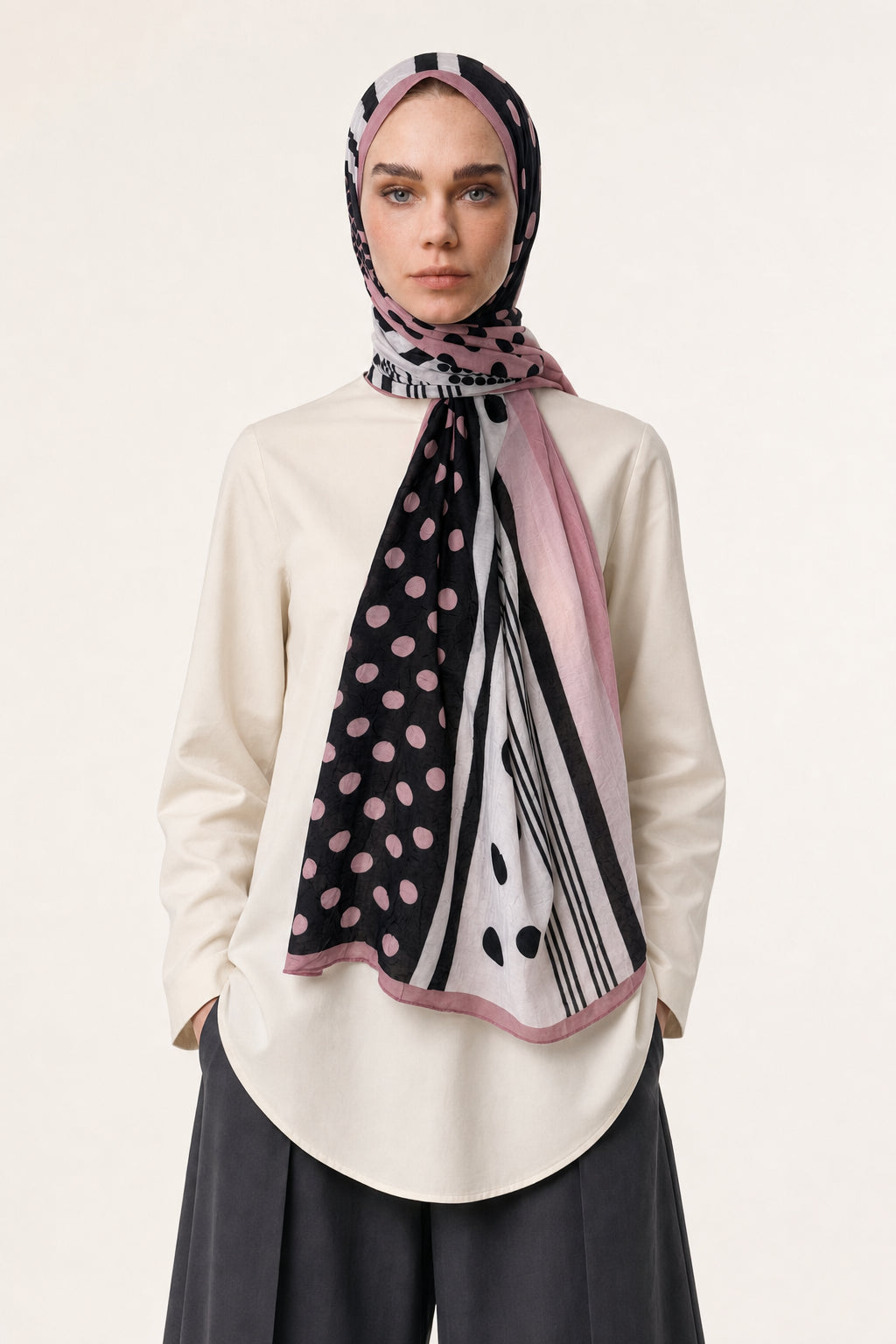 Polka Dot Neo Crash Shawl - Pink