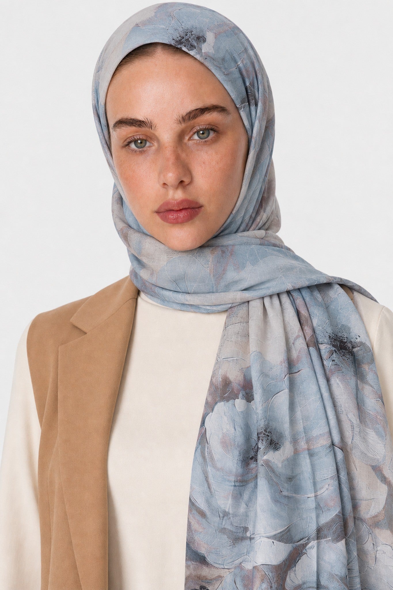 Fiore Pattern Neo Crash Shawl - Ice Blue