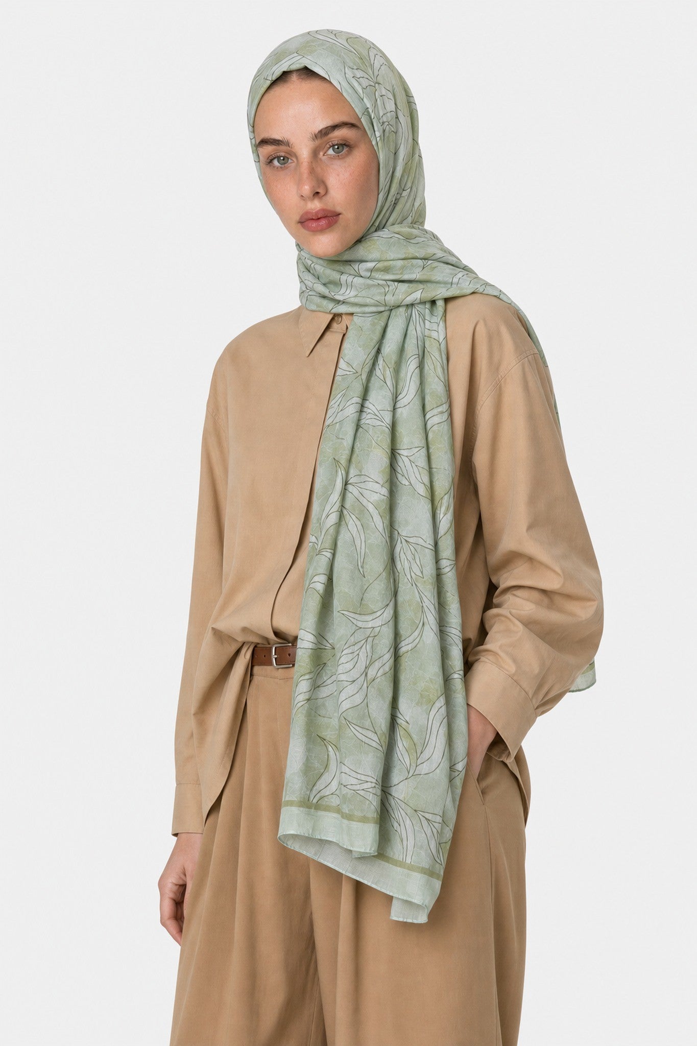 Frond Design Neo Crash Shawl - Green