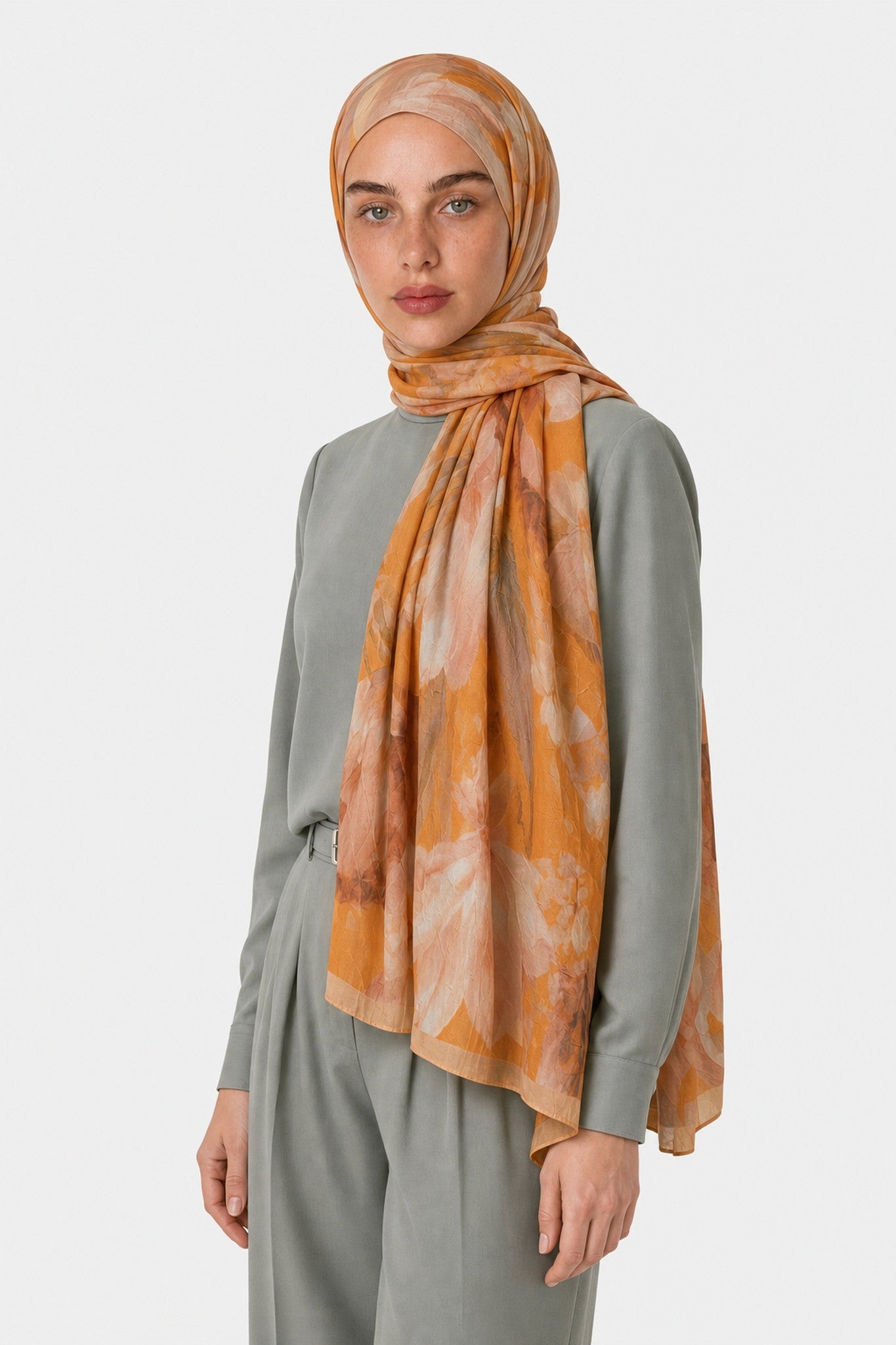 Sunlit Pattern Neo Crash Shawl - Orange