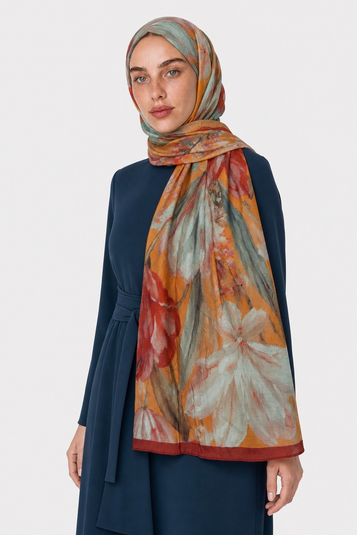 Sunlit Pattern Neo Crash Shawl - Orange