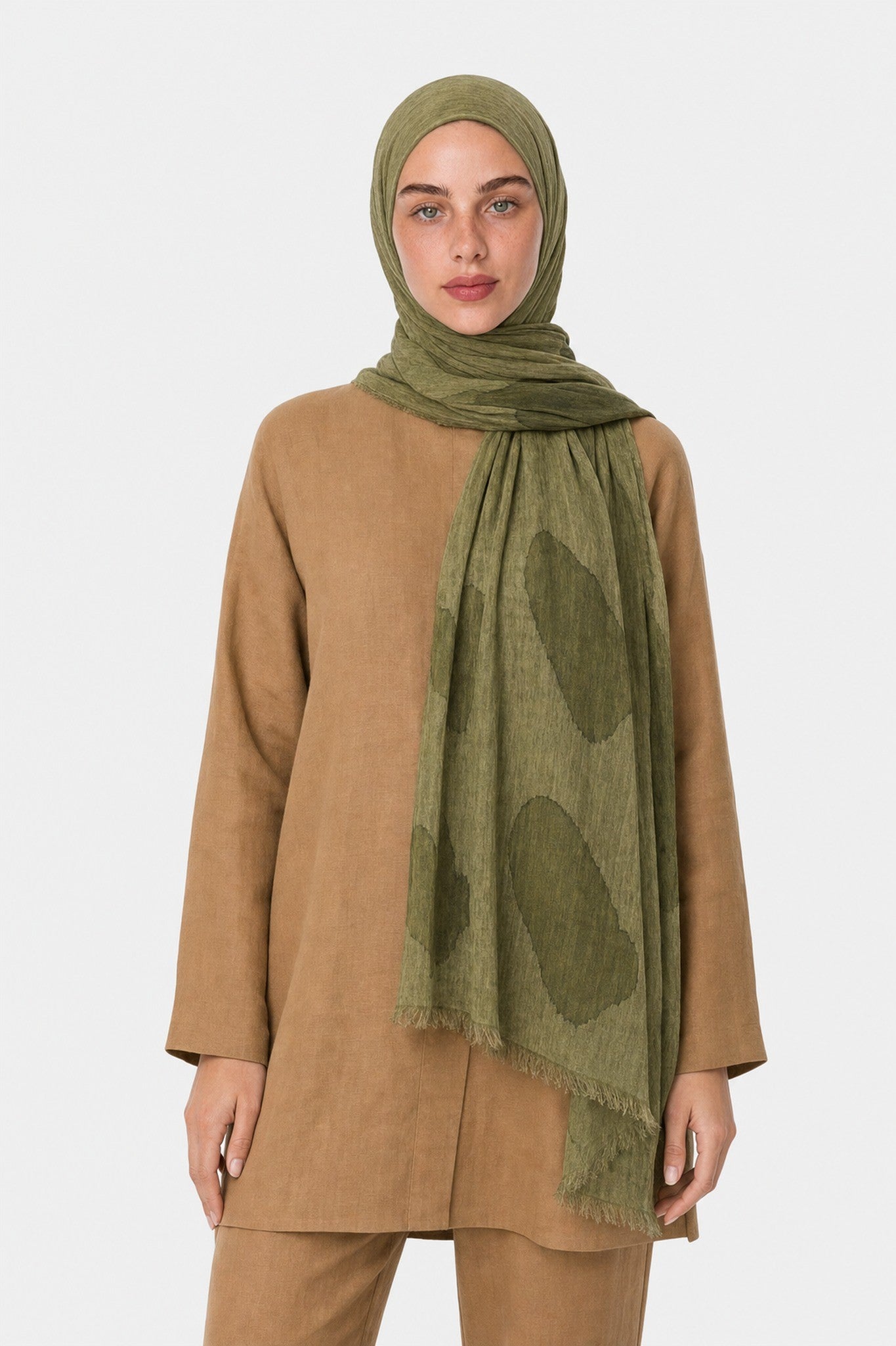 Rain Pattern Modal Viscose Shawl - Khaki
