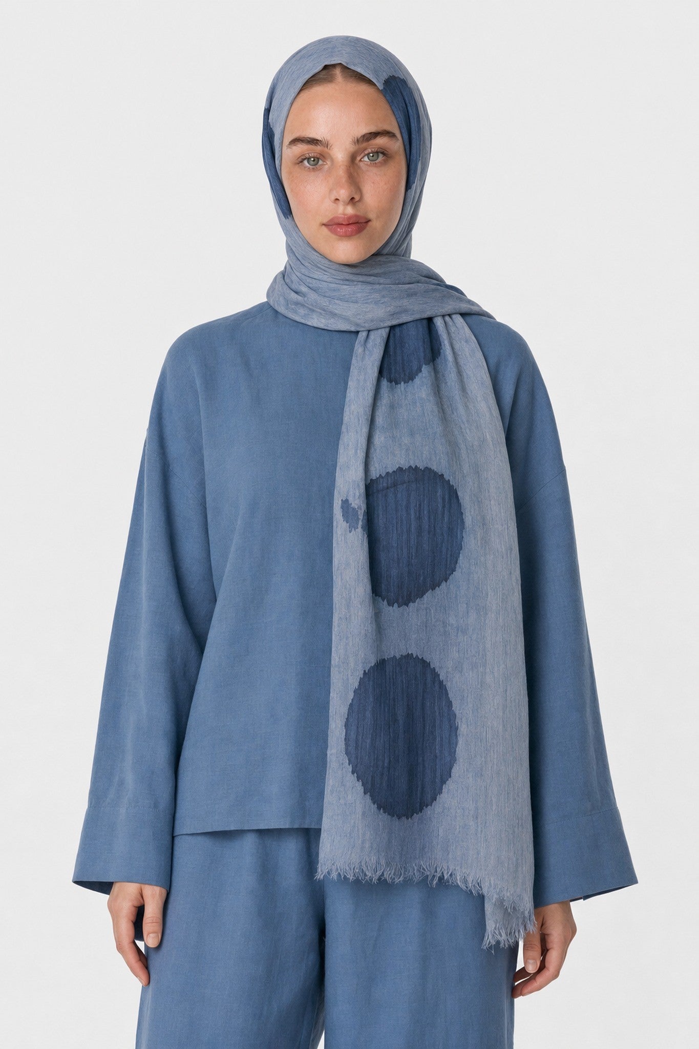 Rain Pattern Modal Viscose Shawl - Indigo