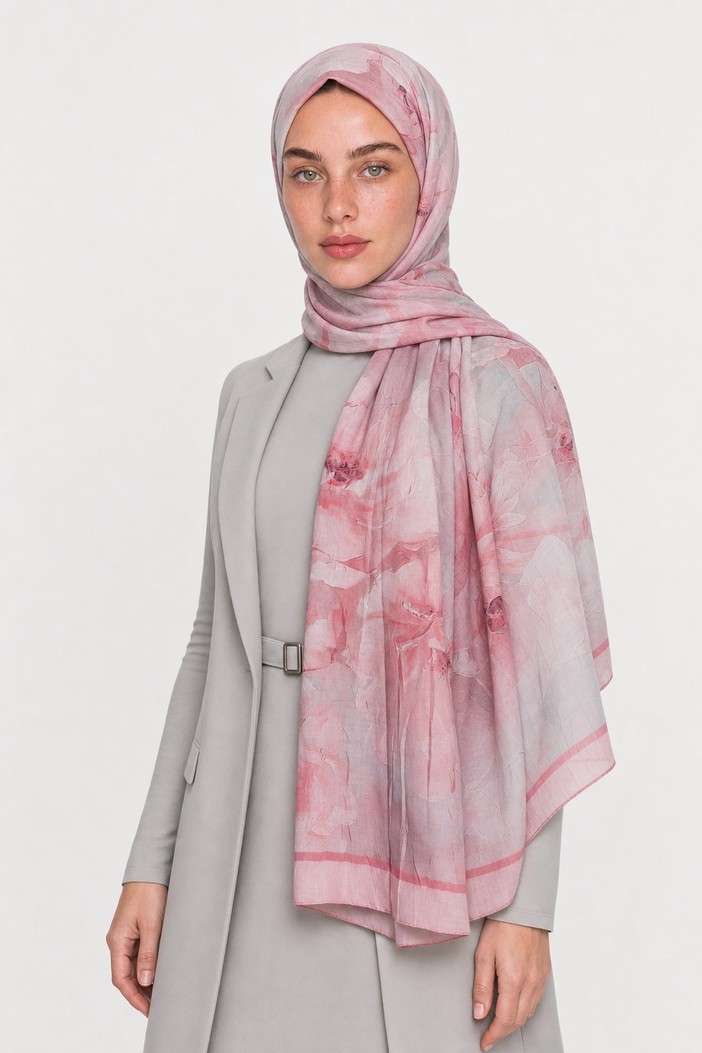 Fiore Pattern Neo Crash Shawl - Powder