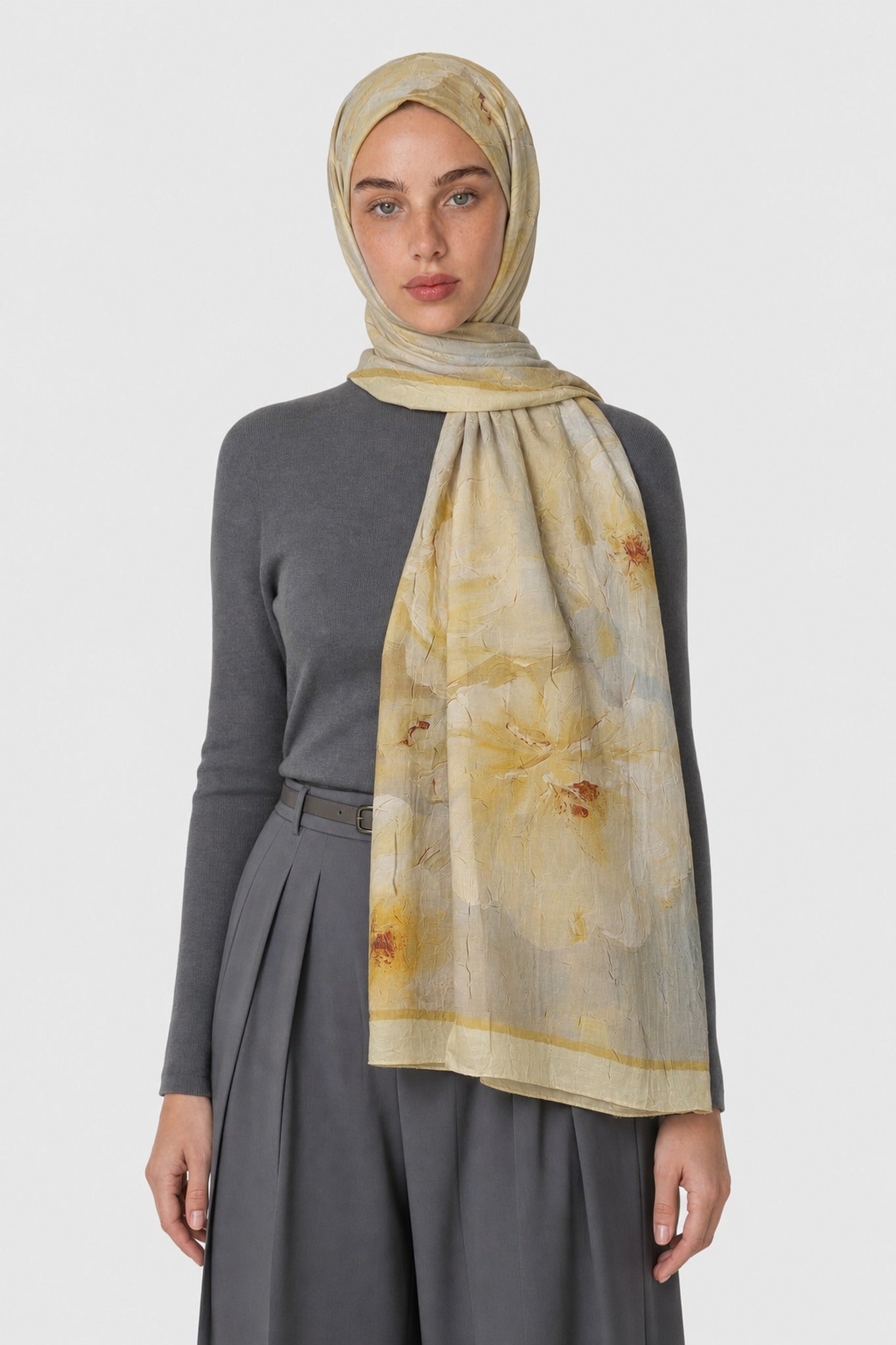 Fiore Pattern Neo Crash Shawl - Yellow
