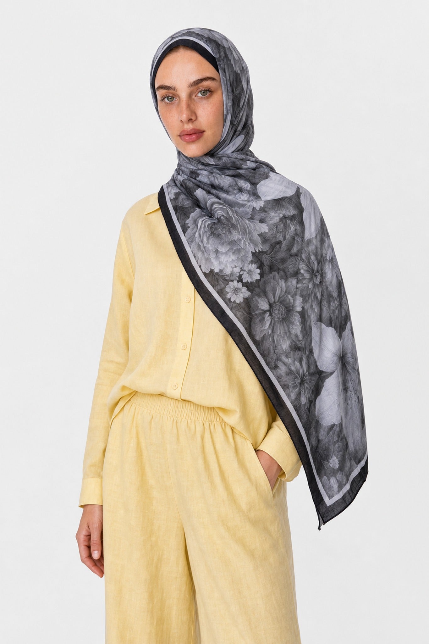 Rustic Pattern Neo Crash Shawl - Antrasit