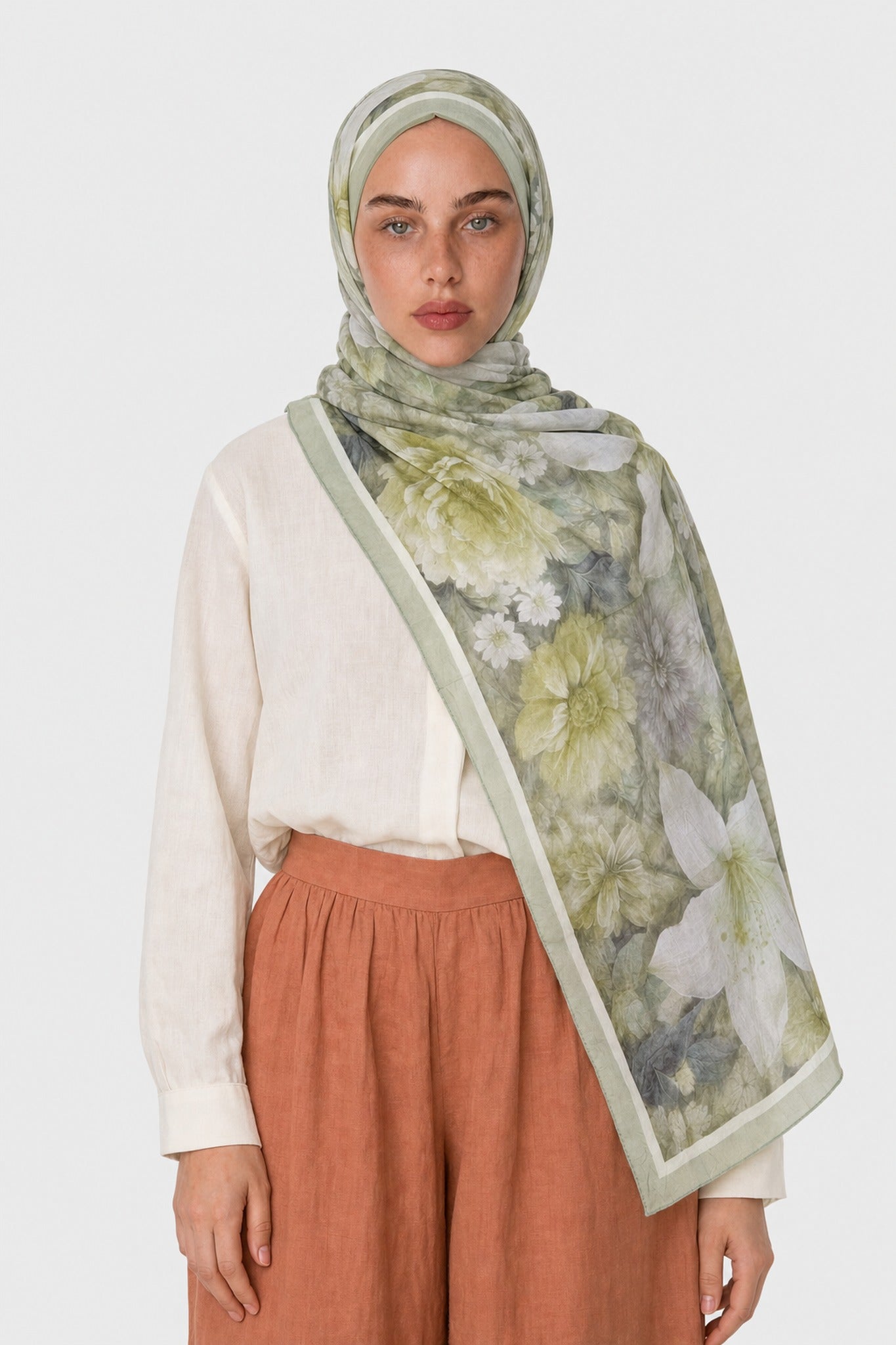 Rustic Pattern Neo Crash Shawl - Haki