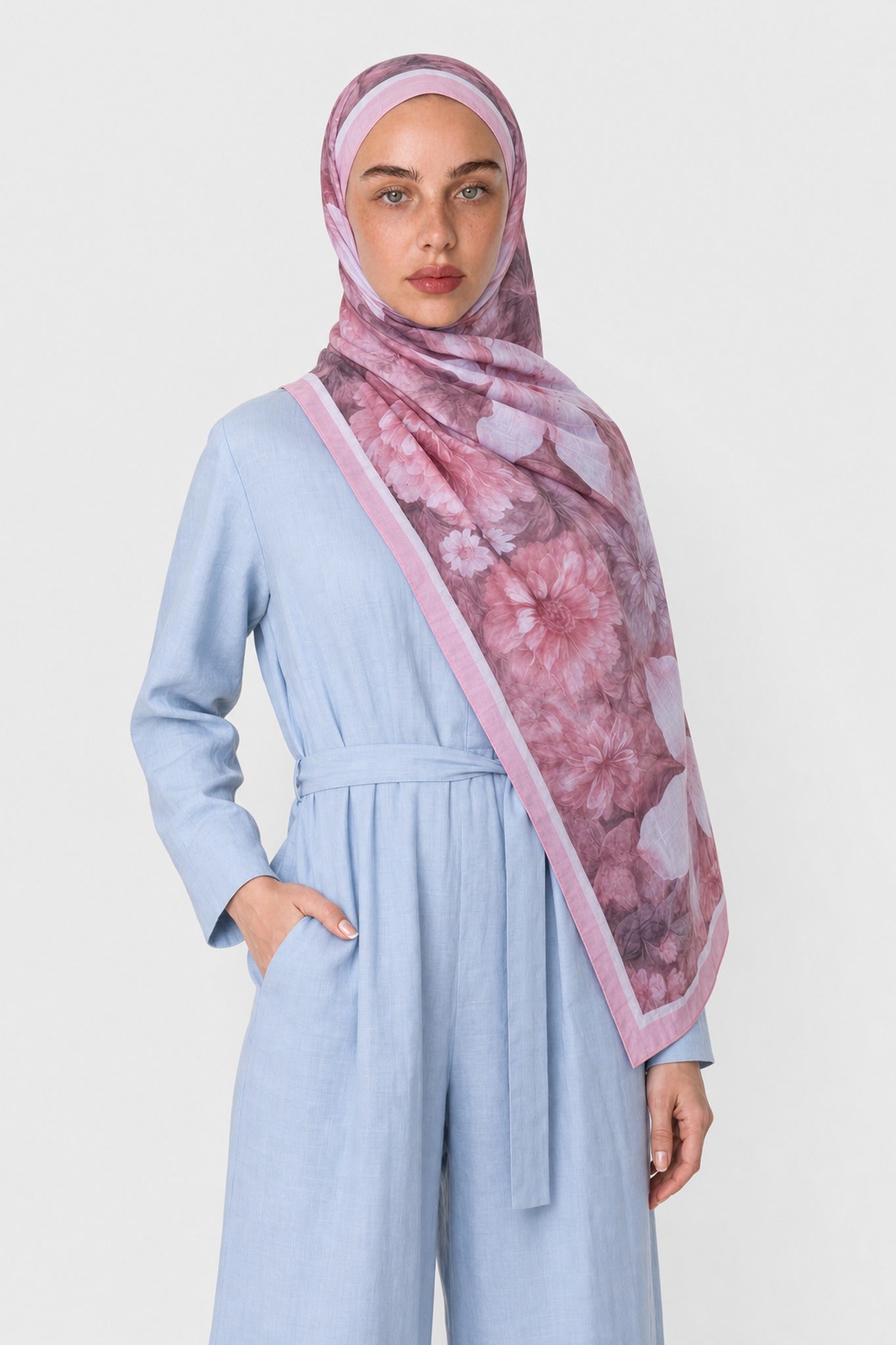 Rustic Pattern Neo Crash Shawl - Gül Kurusu