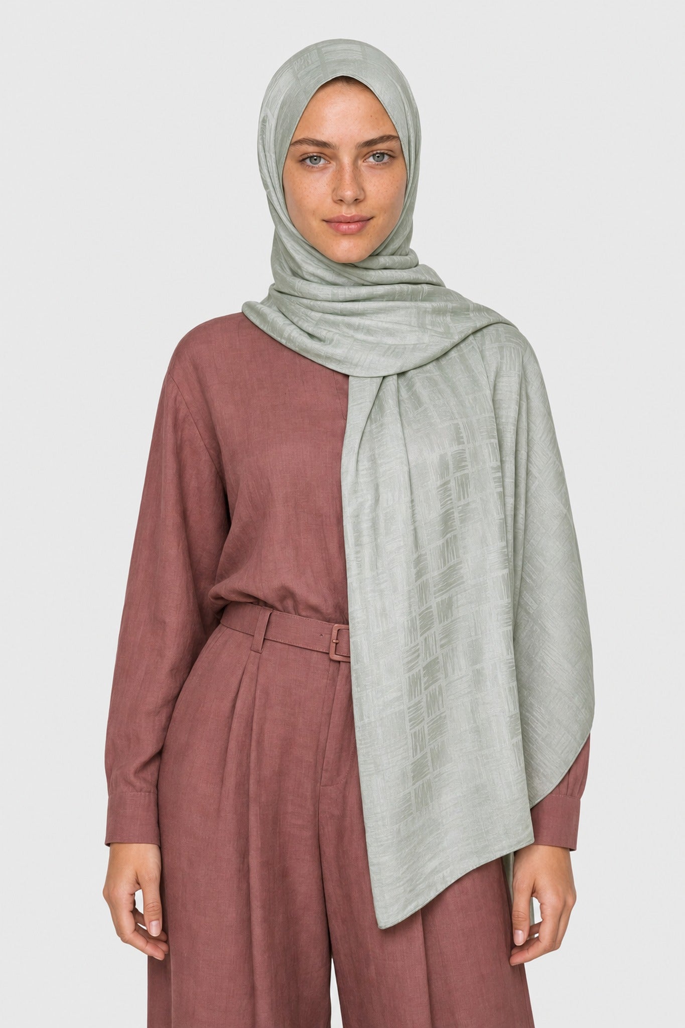 Noria Patterned Aerobin Jacquard Shawl - Mint Yeşili
