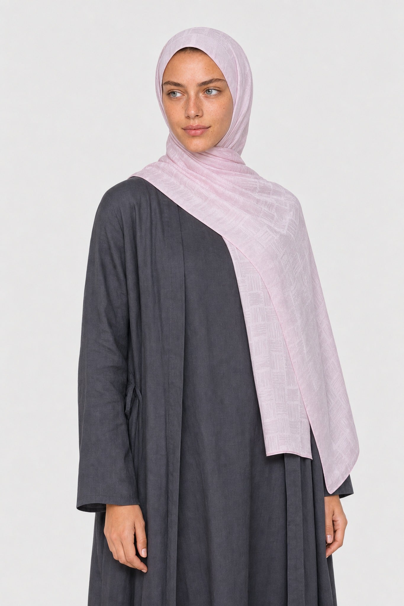 Noria Desen Ayrobin Jakar Şal - Lavanta Grisi