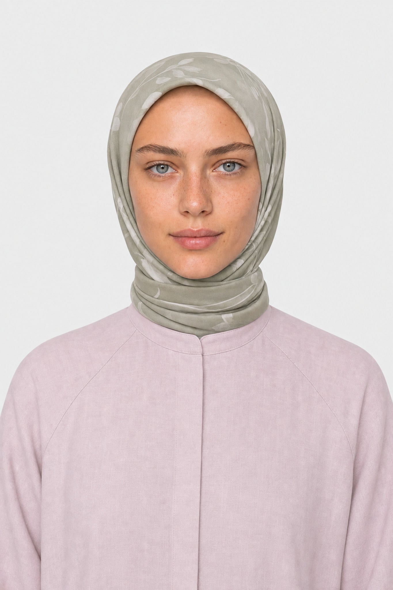 Coral Desen Hebei İpek Eşarp - Soft Yeşil
