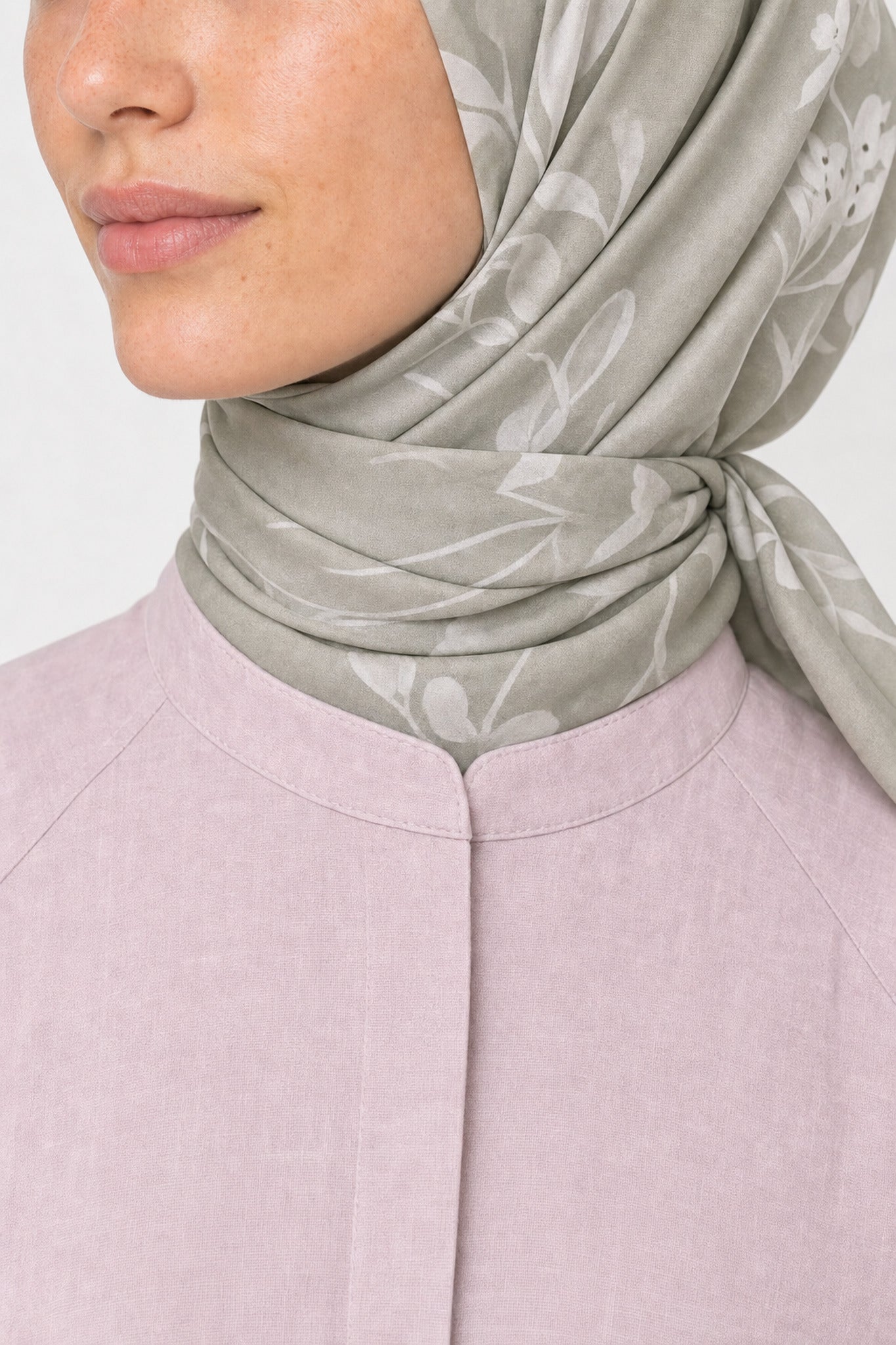 Coral Desen Hebei İpek Eşarp - Soft Yeşil