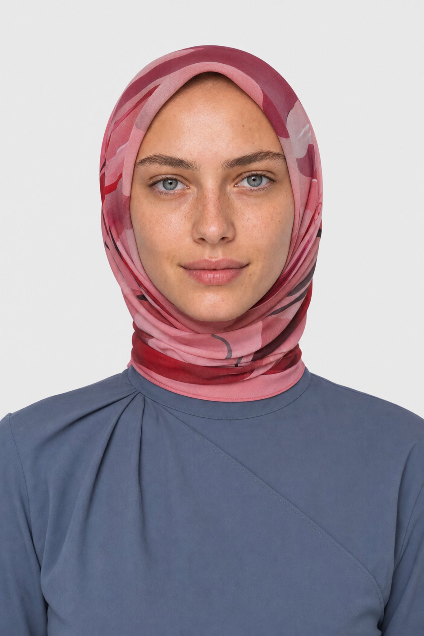 Roselle Desen Hebei İpek Eşarp - Pembe