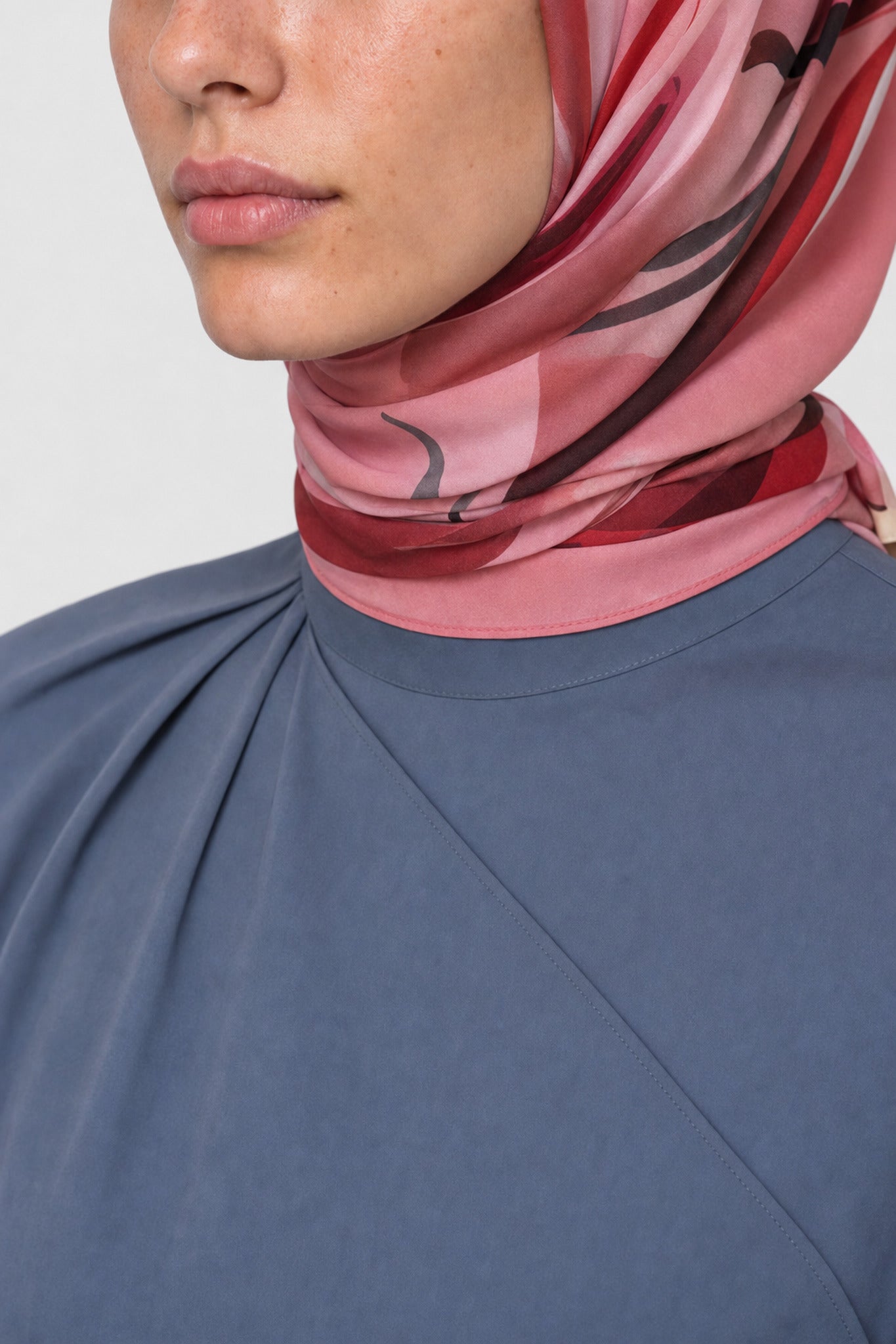 Roselle Desen Hebei İpek Eşarp - Pembe