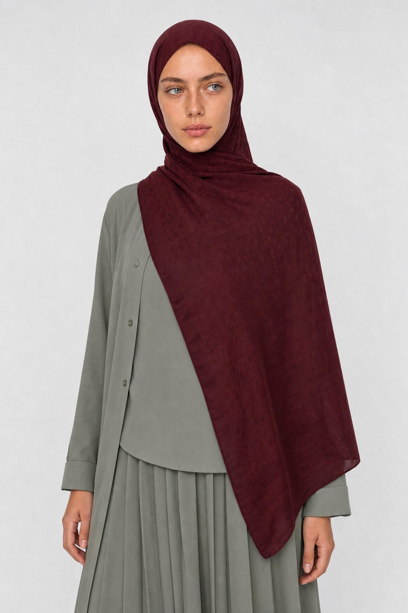 Pulse Desen Ayrobin Jakar Şal - Bordo