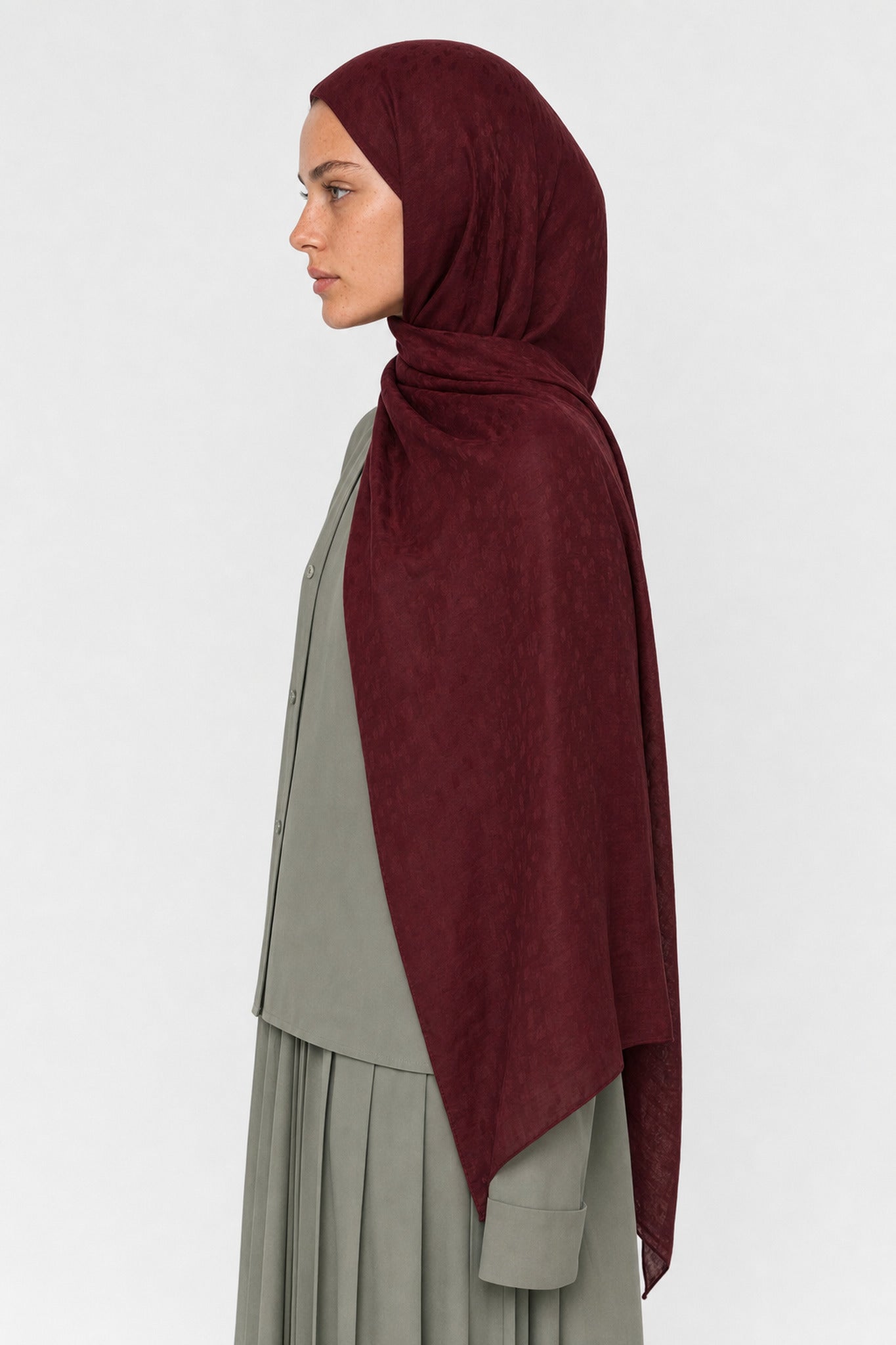 Pulse Desen Ayrobin Jakar Şal - Bordo