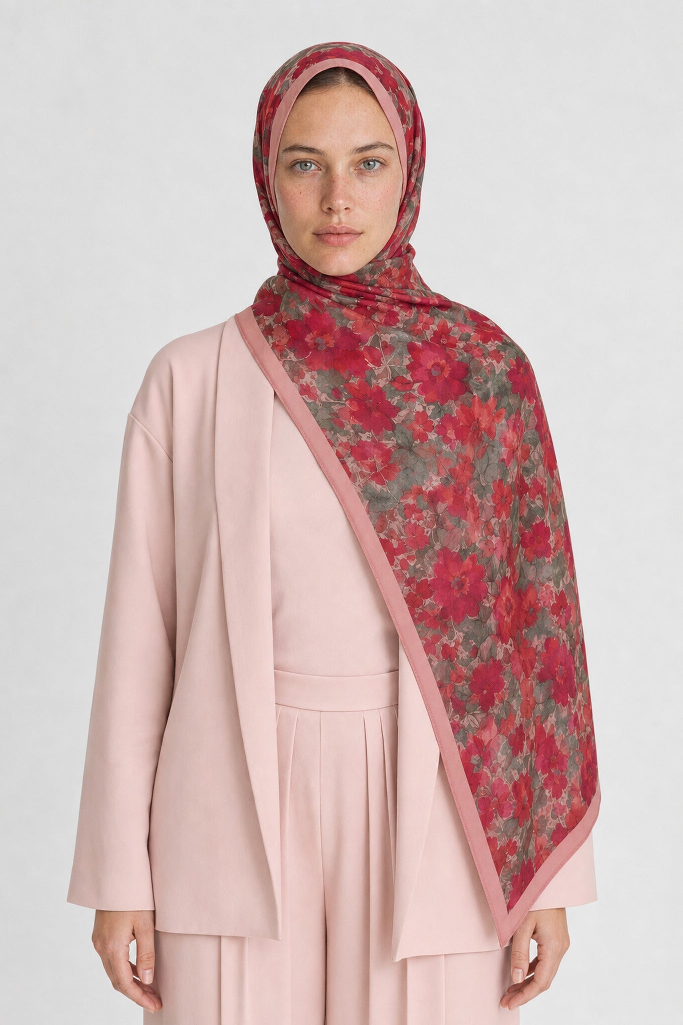 Lauris Desen Hebei İpek Şal - Pembe