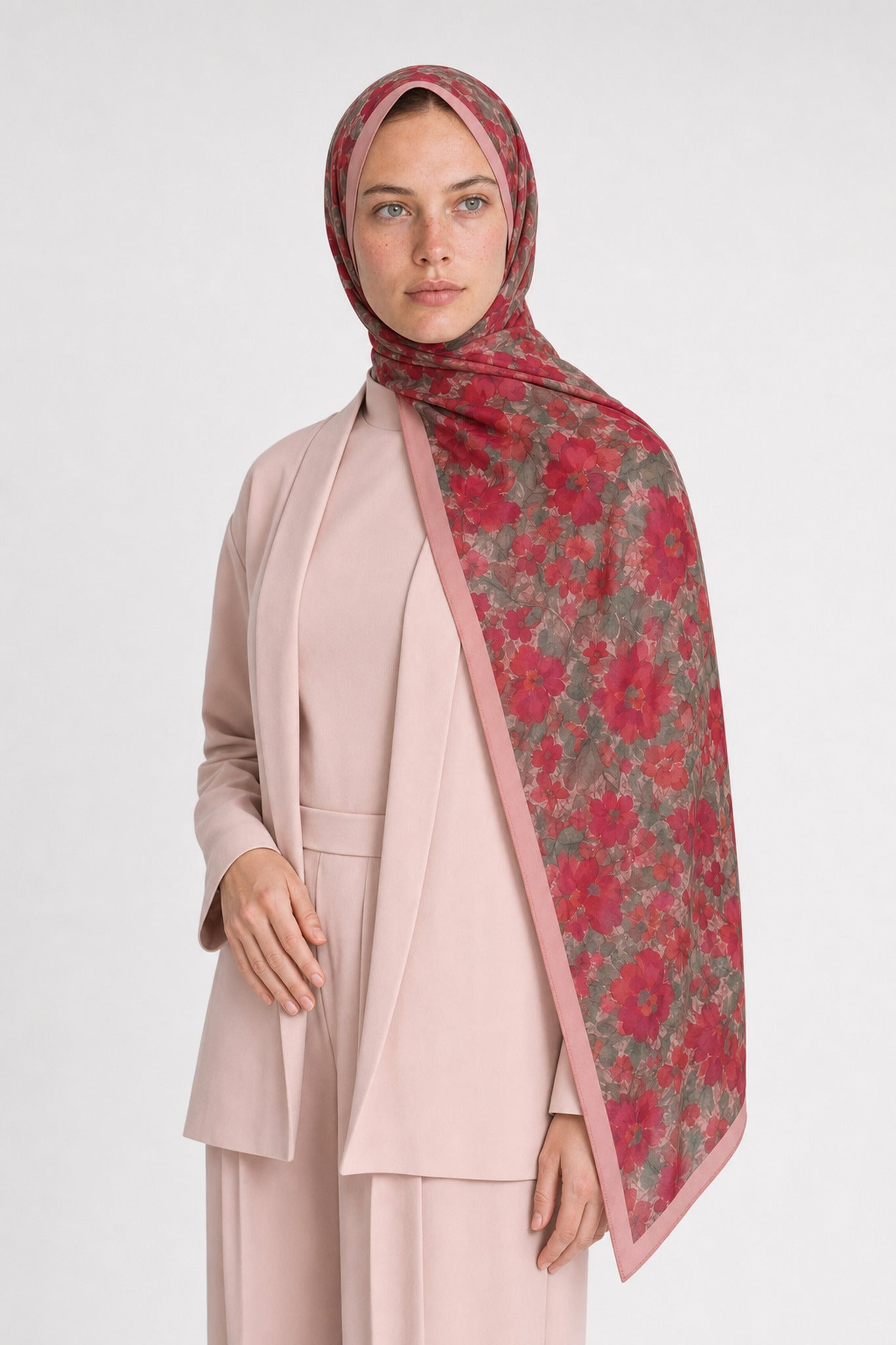 Lauris Desen Hebei İpek Şal - Pembe